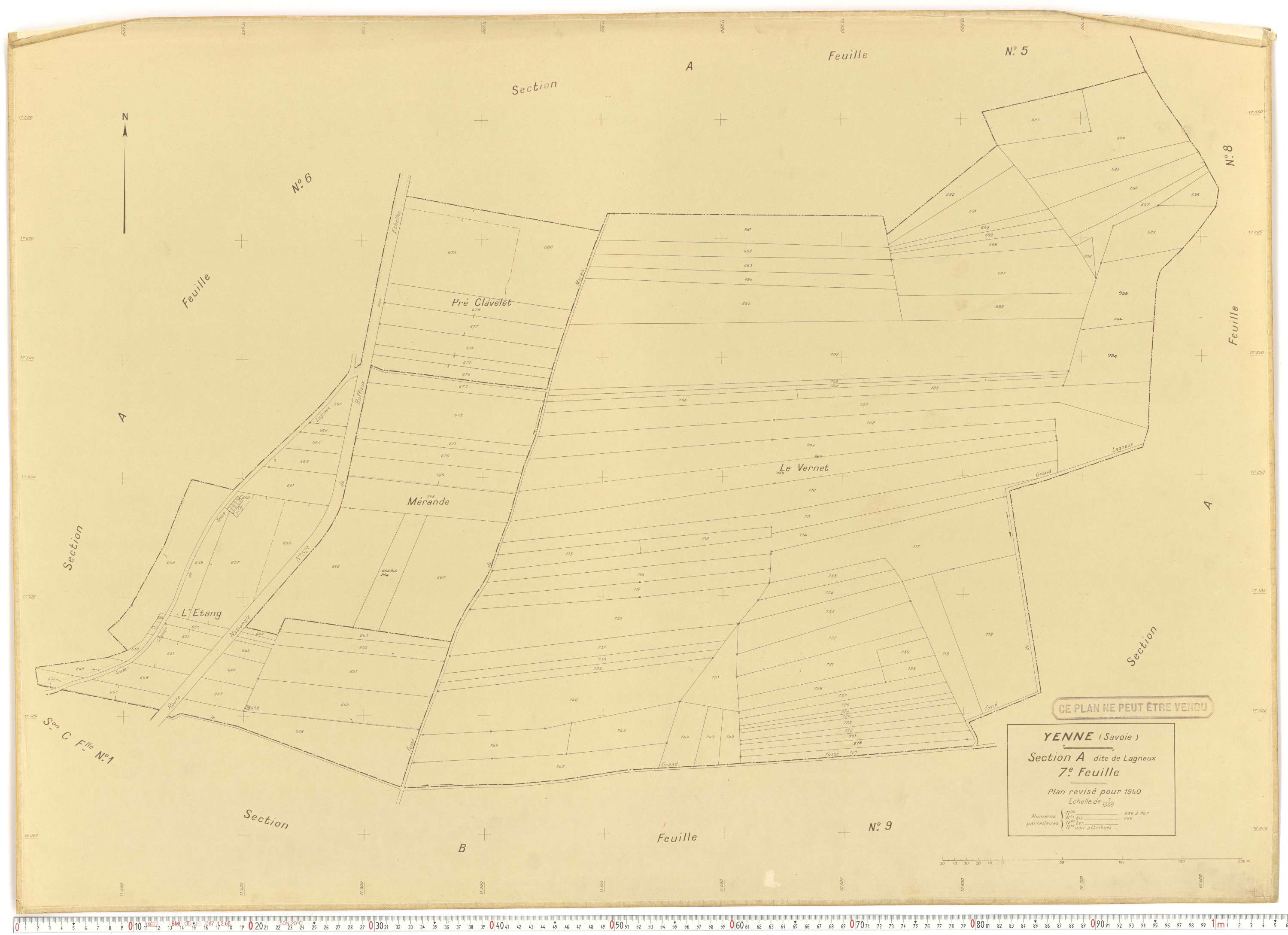 Yenne - Cadastre rénové (1940).