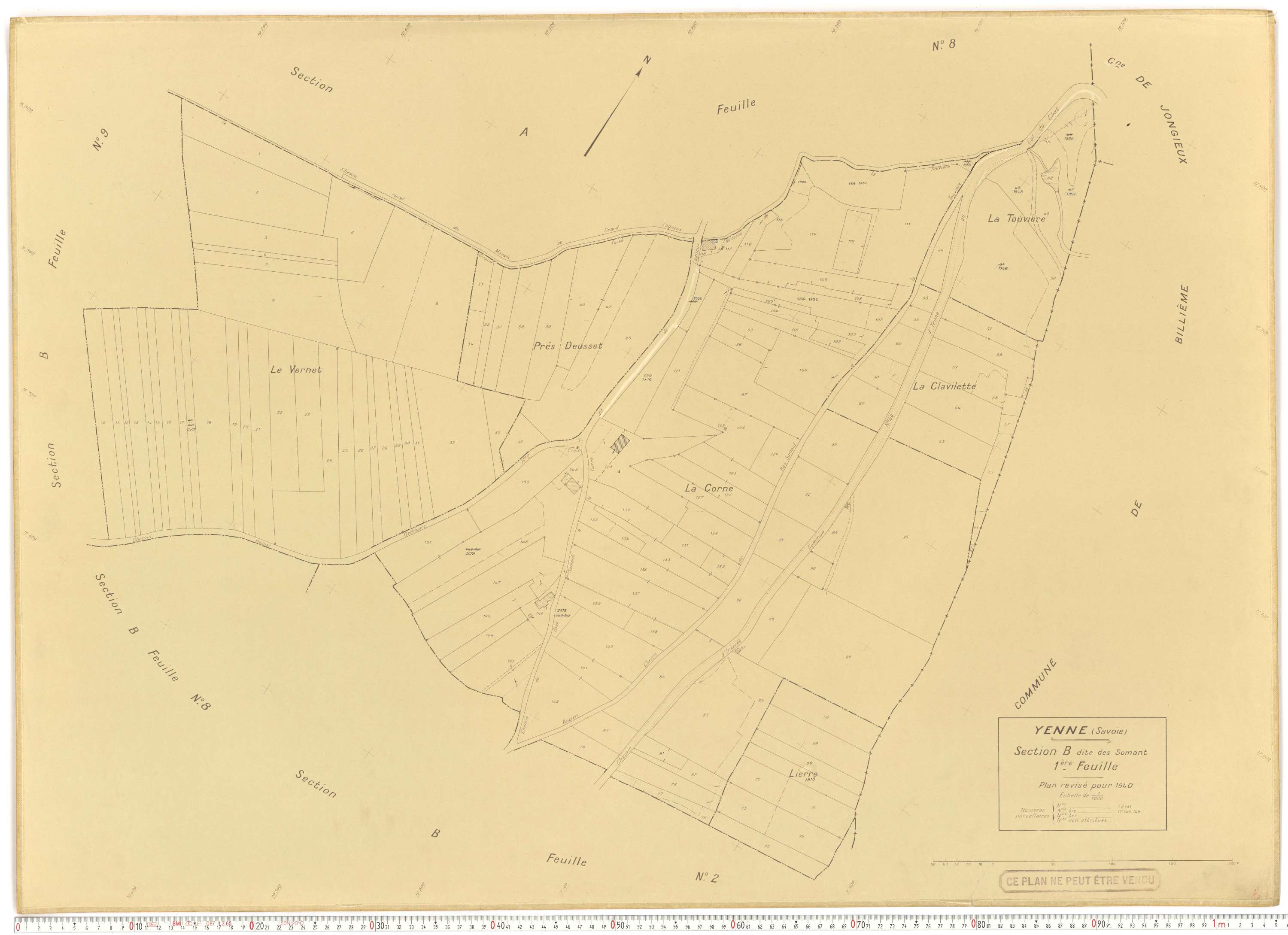 Yenne - Cadastre rénové (1940).