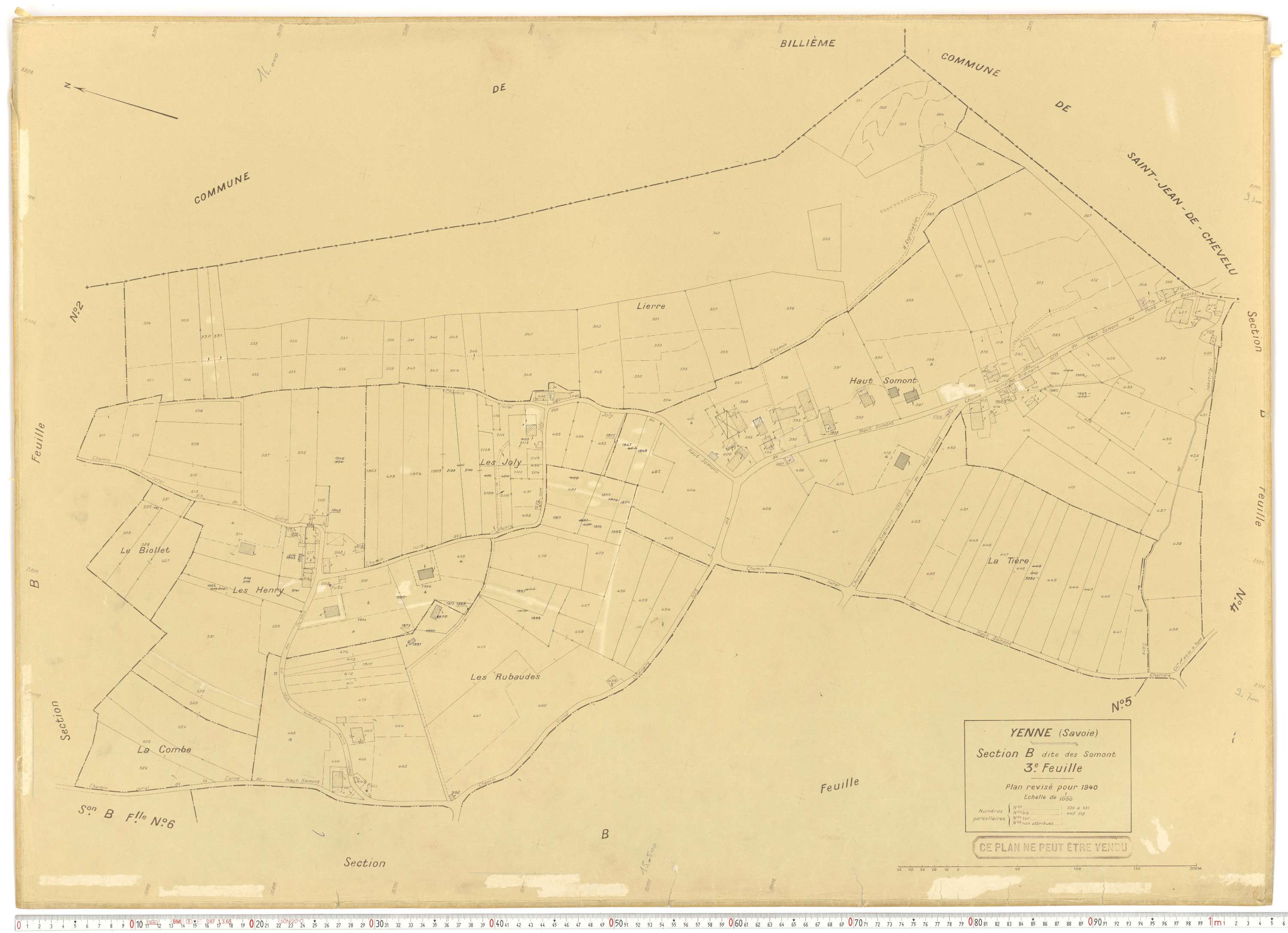 Yenne - Cadastre rénové (1940).