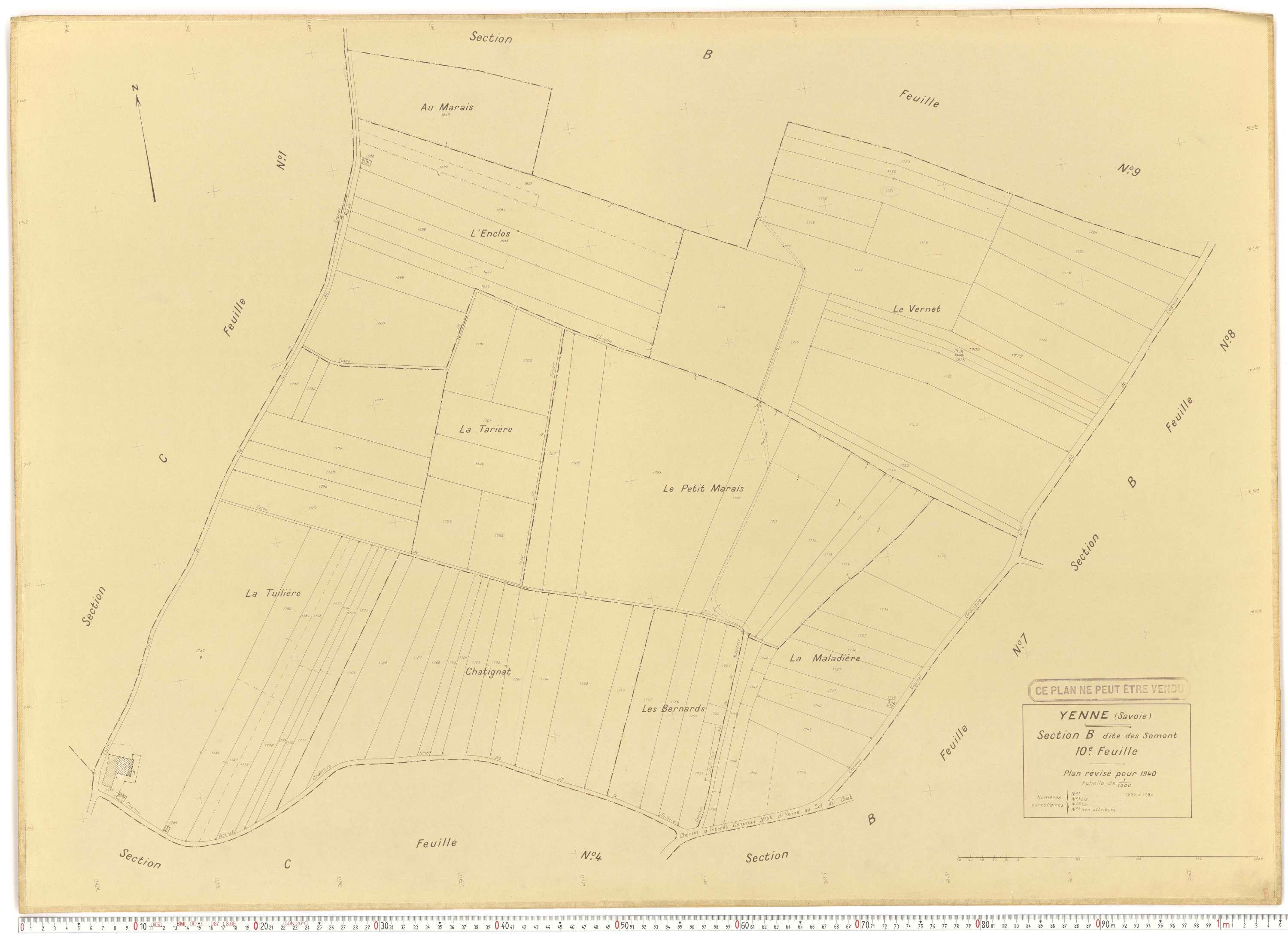 Yenne - Cadastre rénové (1940).