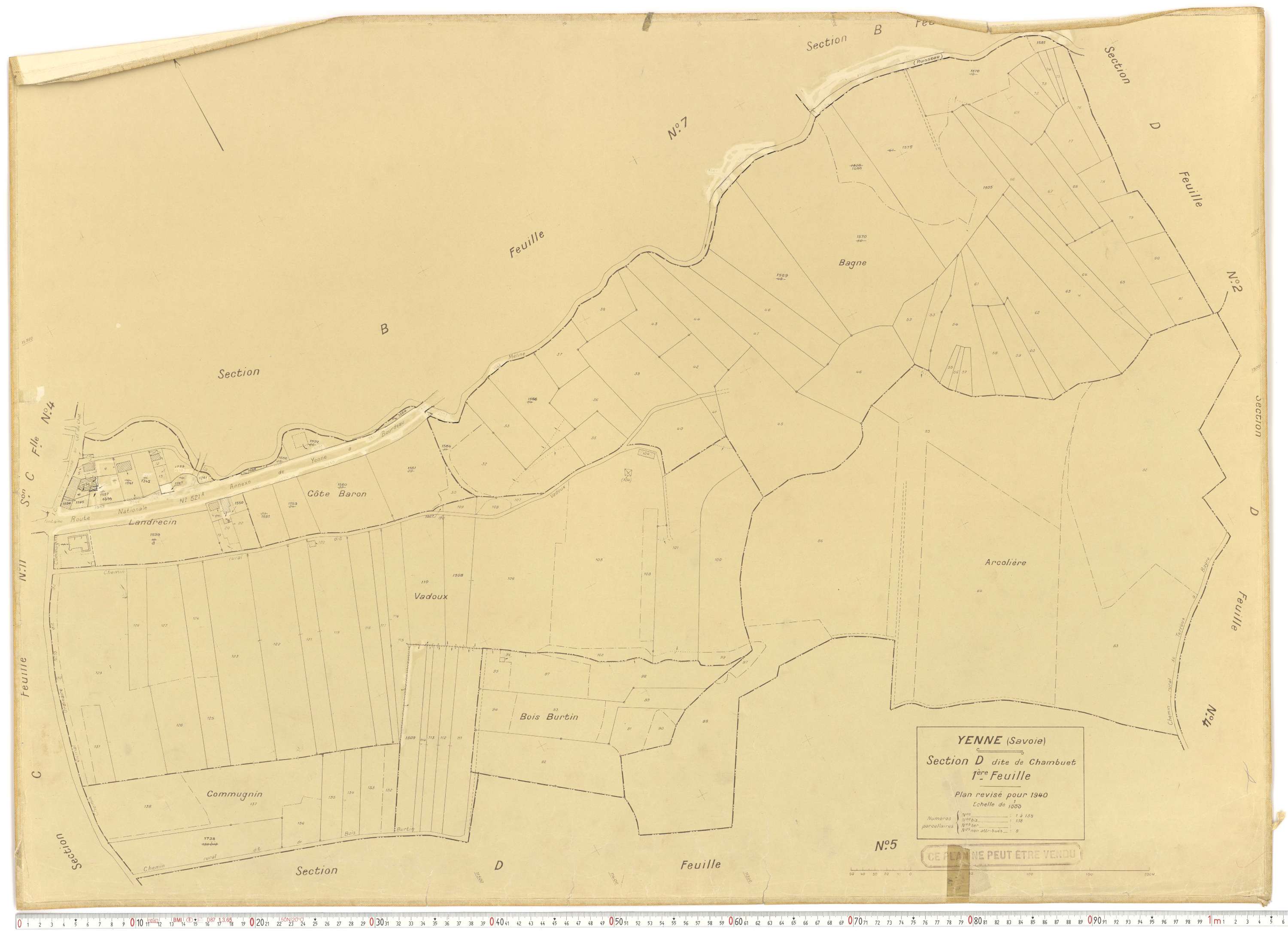 Yenne - Cadastre rénové (1940).