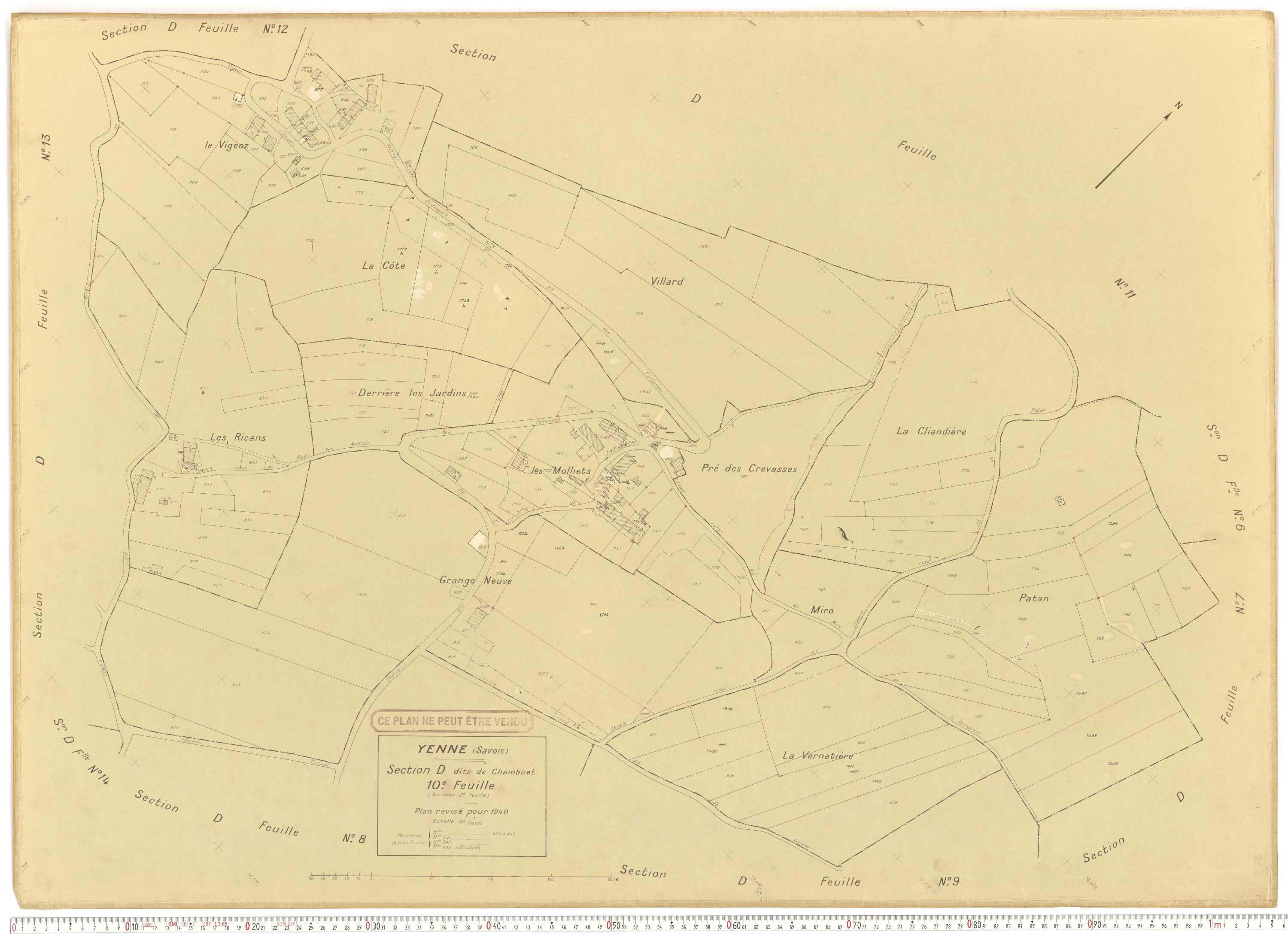 Yenne - Cadastre rénové (1940).