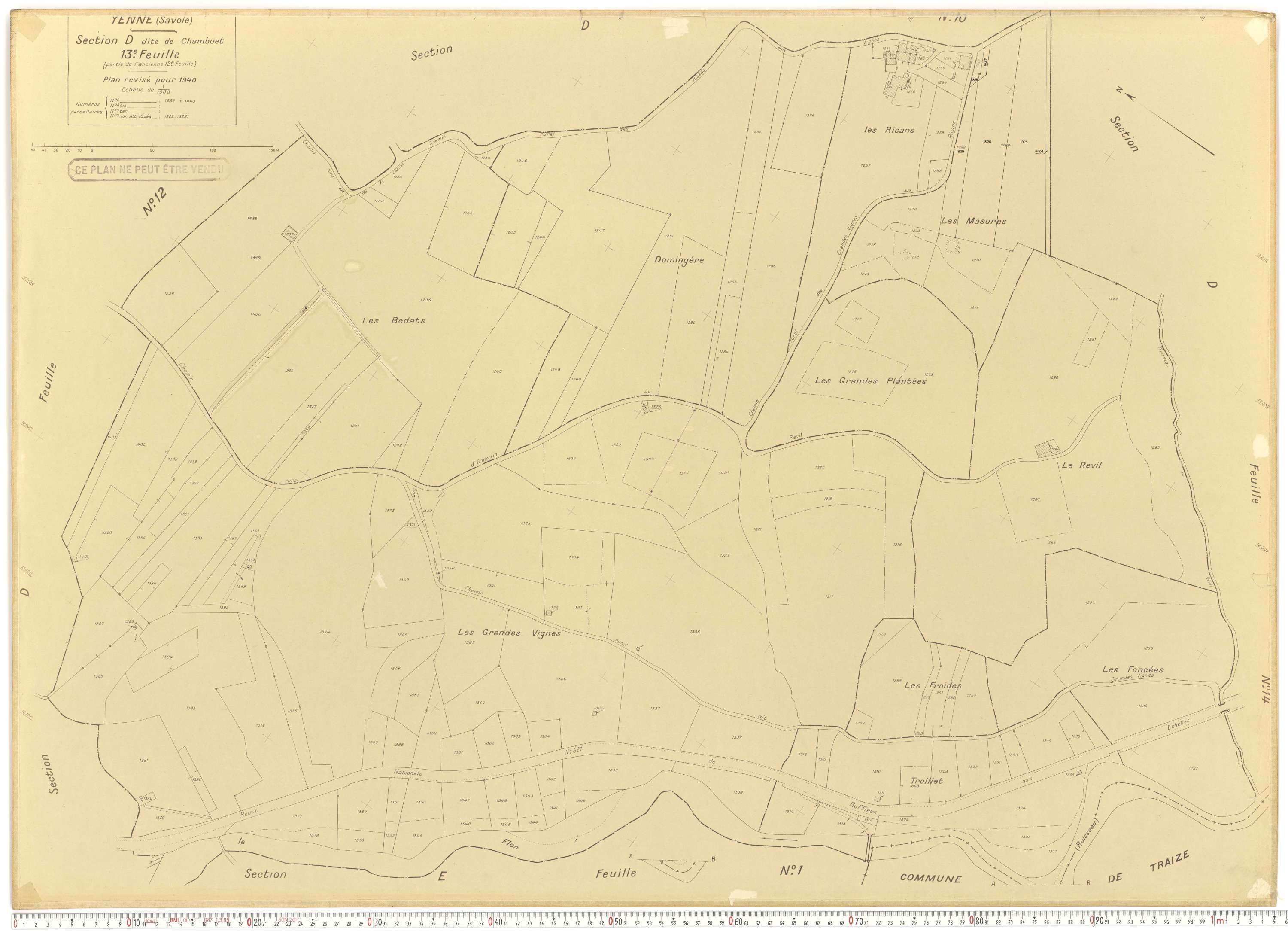 Yenne - Cadastre rénové (1940).