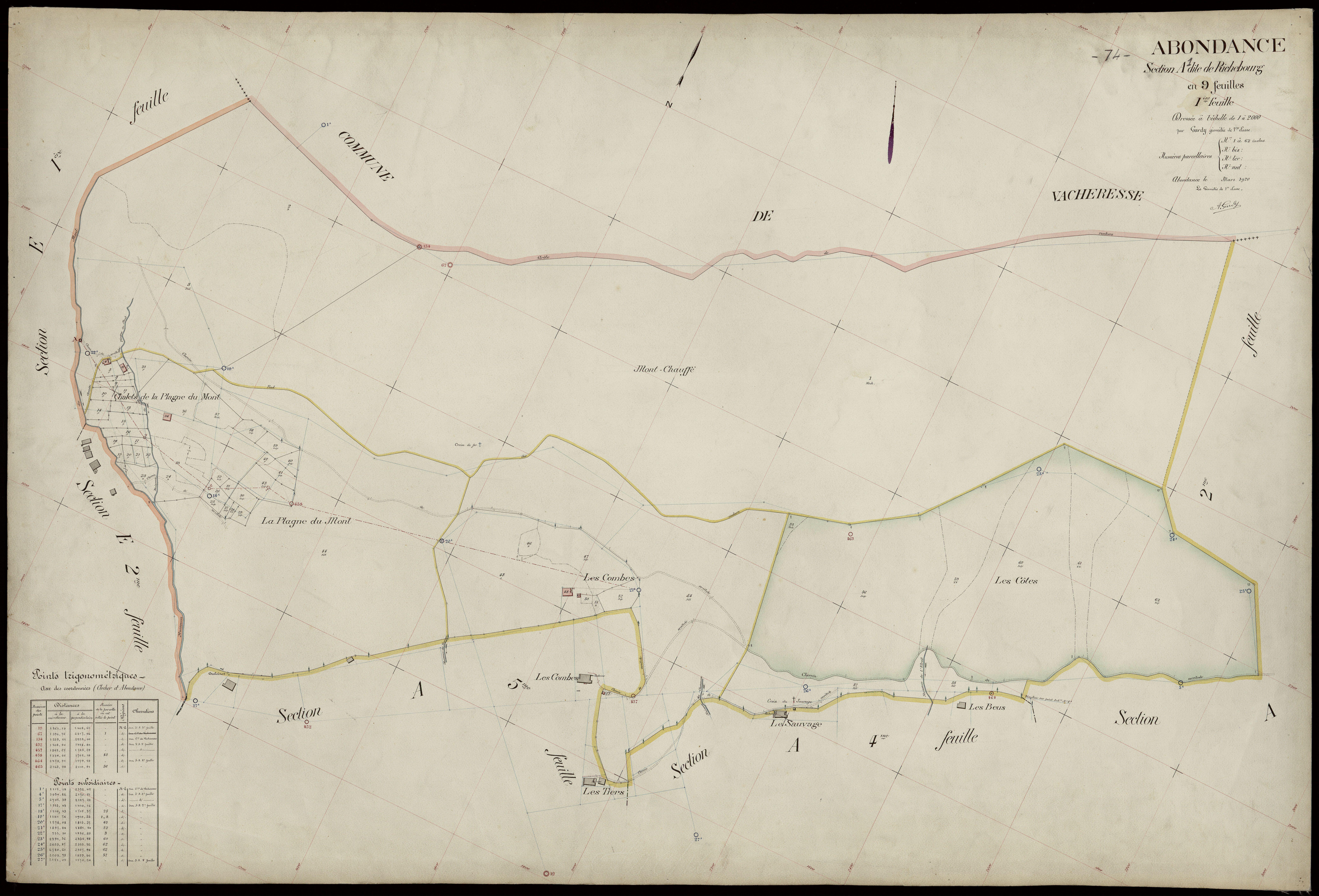 3 P 3 2083 - Feuille n° 2, parcelles n° 63 à 121 - mars 1920