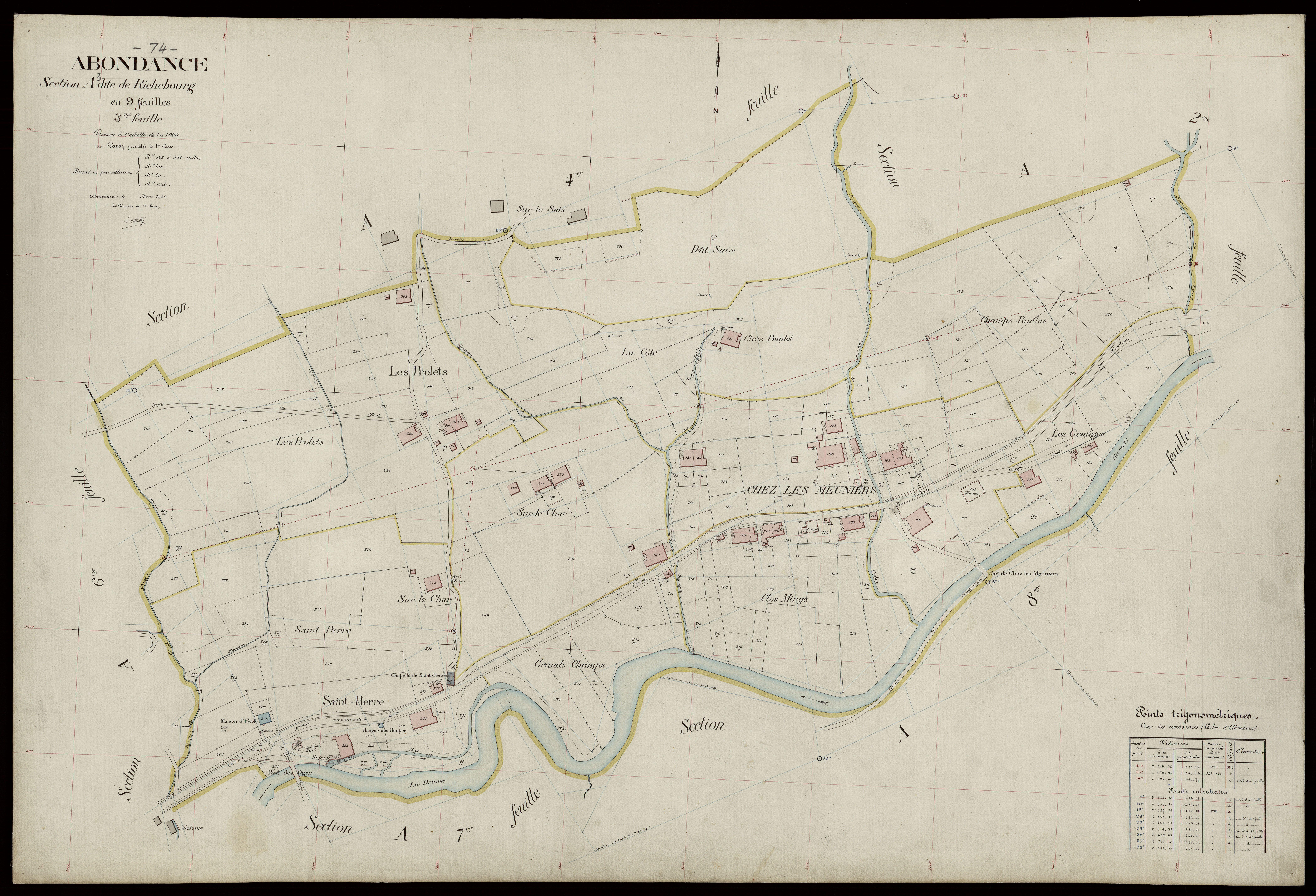 3 P 3 2085 - Feuille n° 4, parcelles n° 332 à 494 - mars 1920