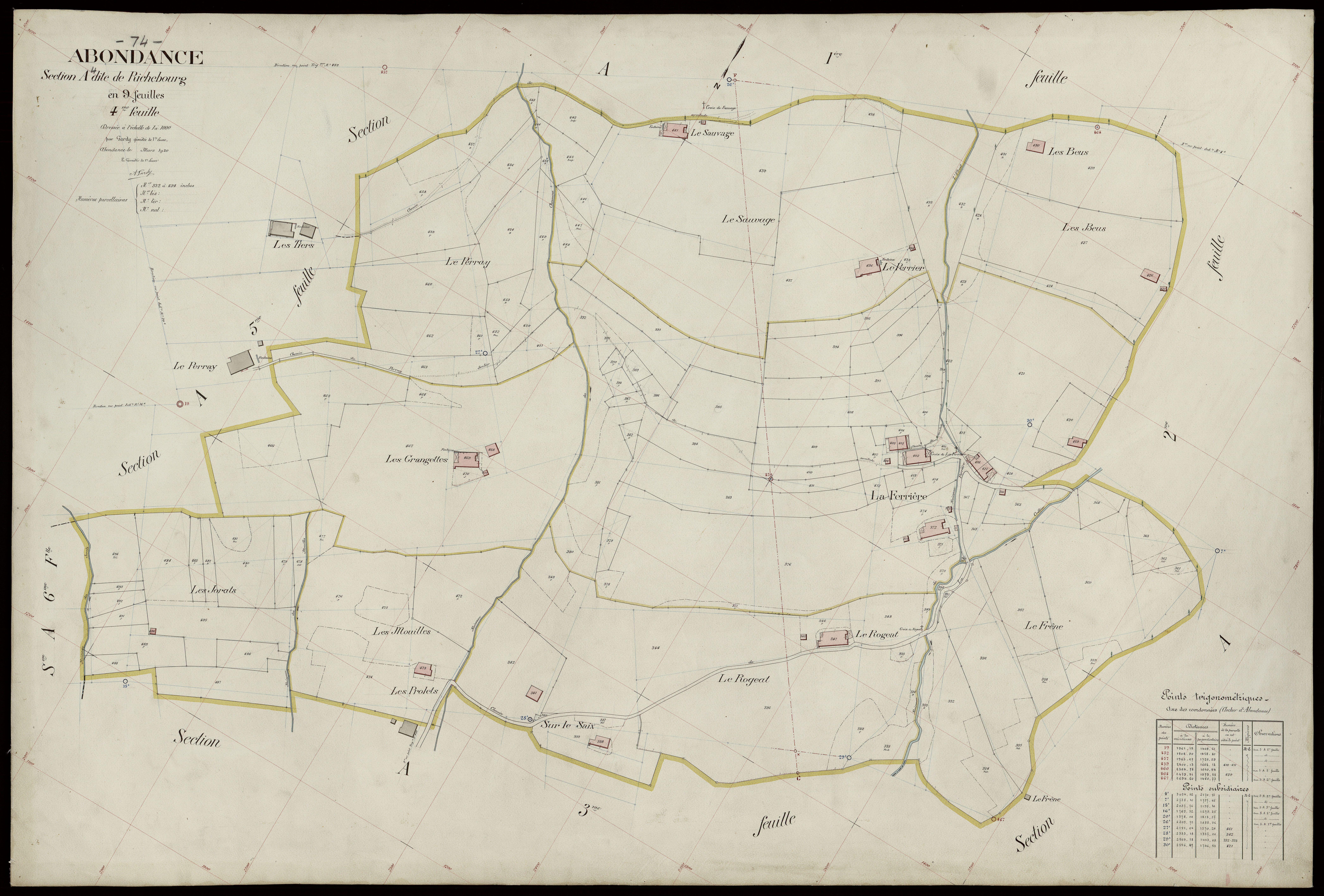 3 P 3 2086 - Feuille n° 5, parcelles n° 495 à 727 - mars 1920