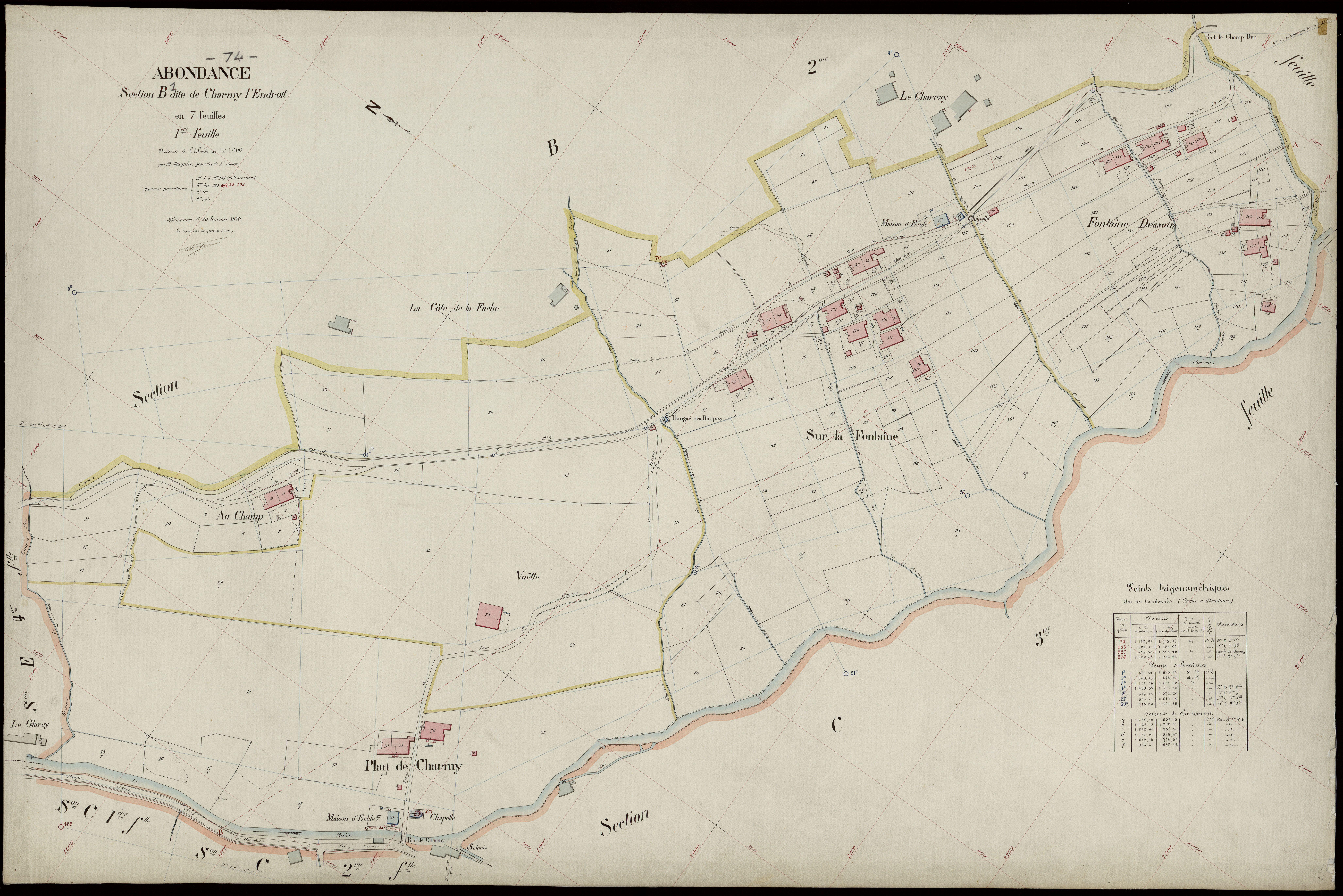 3 P 3 2092 - Feuille n° 2, parcelles n° 195 à 640 - 20 janvier 1920