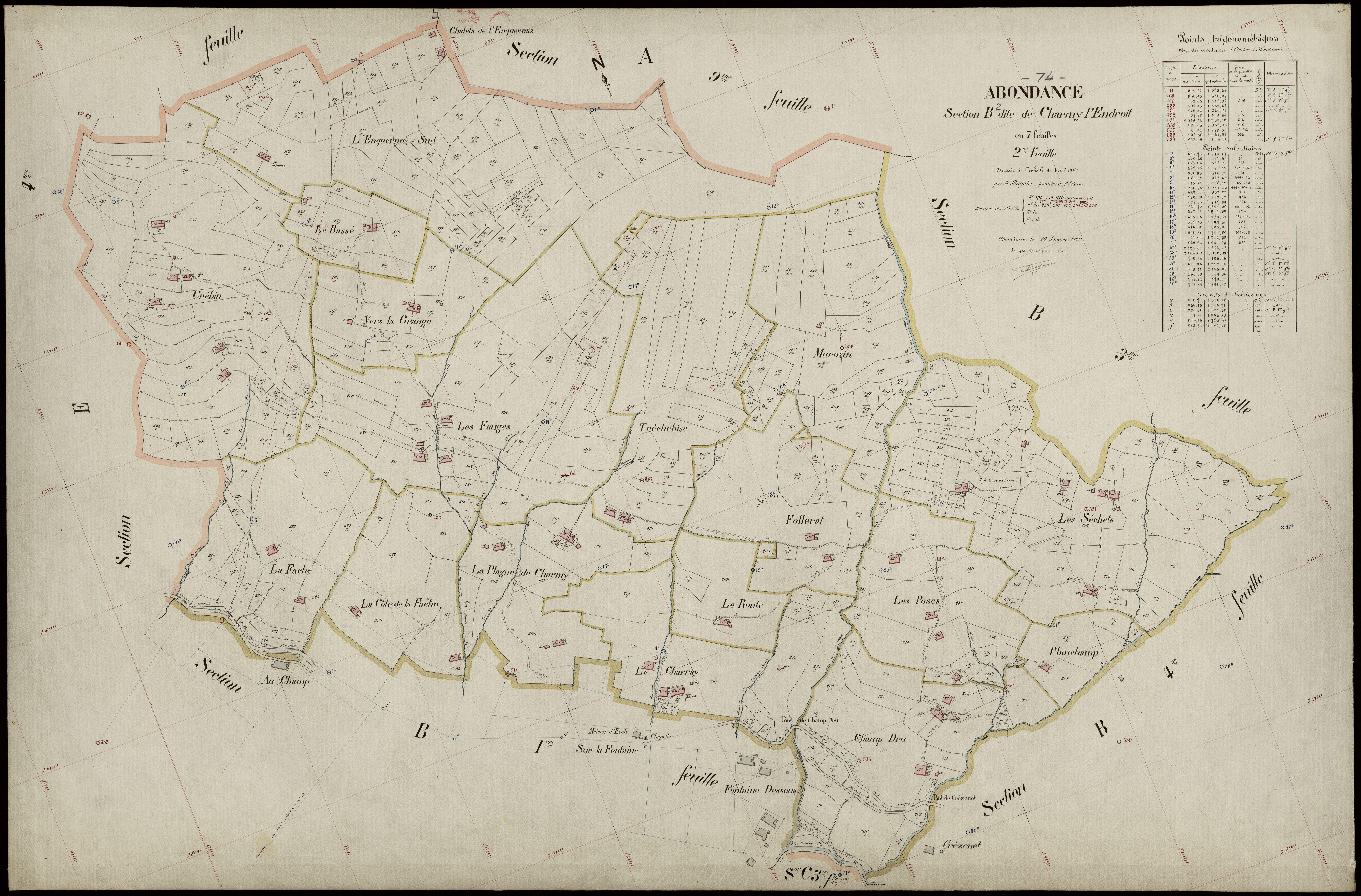 3 P 3 2093 - Feuille n° 3, parcelles n° 641 à 778 - 20 janvier 1920