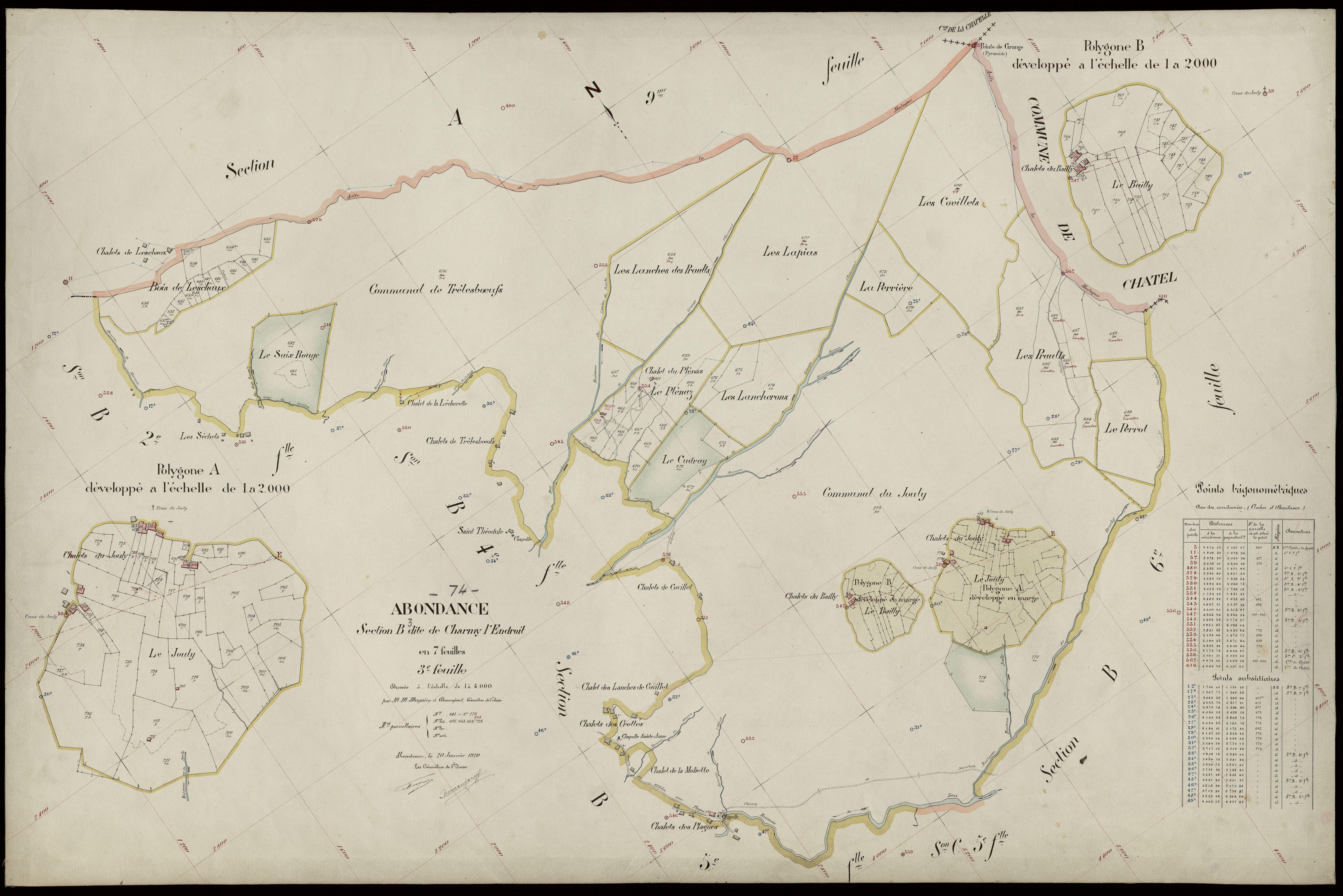 3 P 3 2094 - Feuille n° 4, parcelles n° 779 à 1070 - 20 janvier 1920