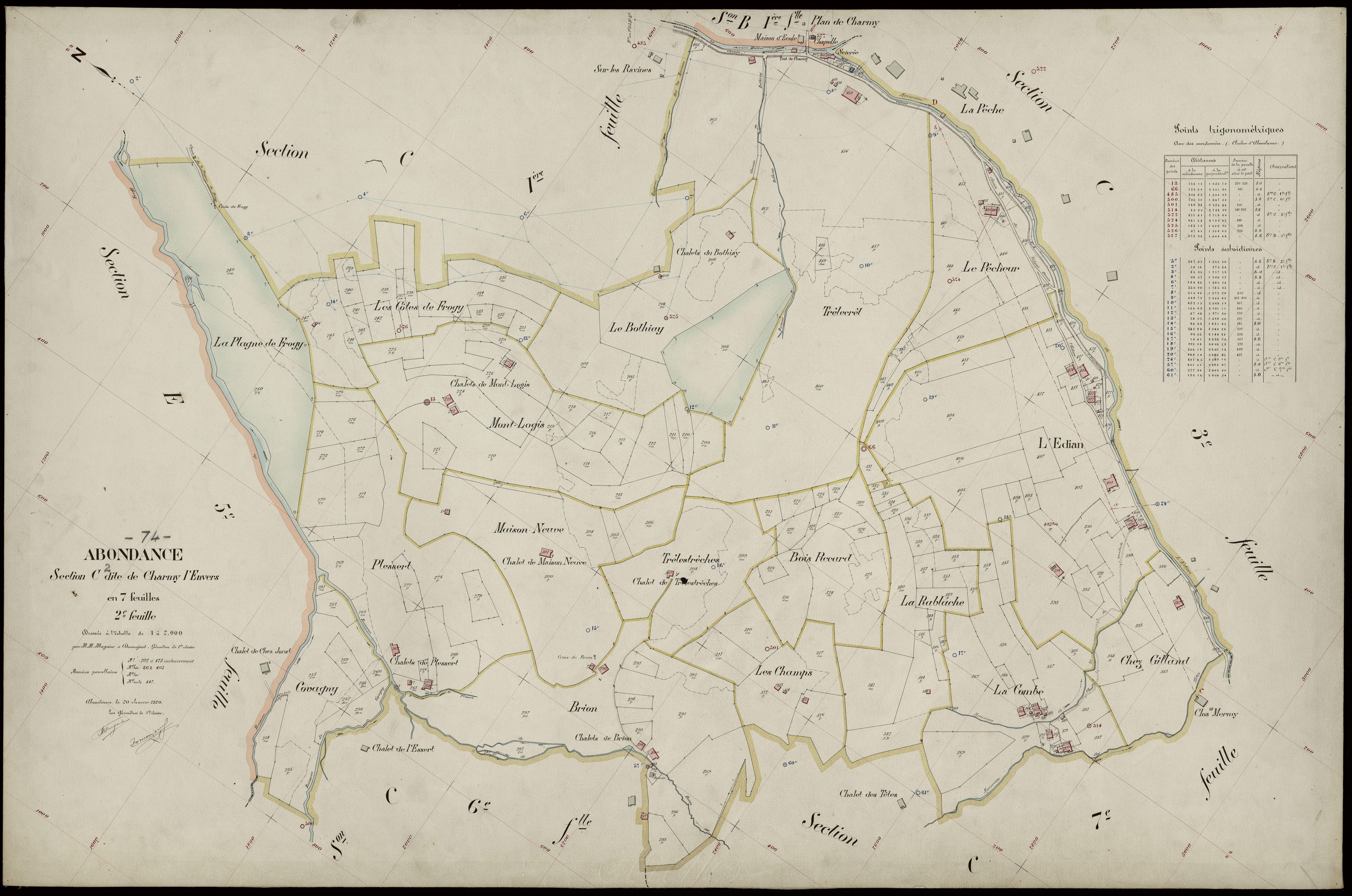 3 P 3 2100 - Feuille n° 3, parcelles n° 474 à 761 - 20 janvier 1920