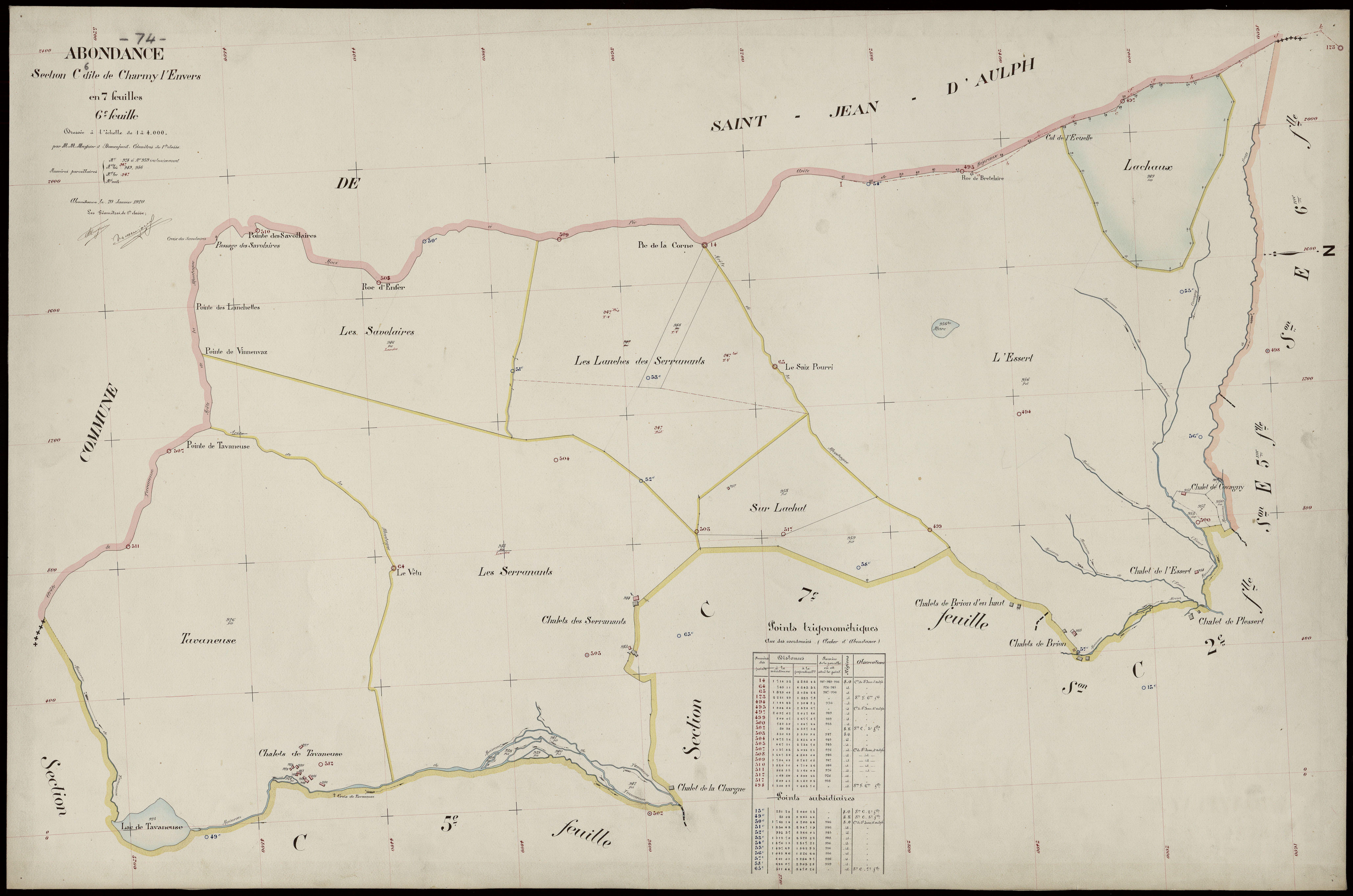 3 P 3 2104 - Feuille n° 7, parcelles n° 960 à 1174 - 20 janvier 1920