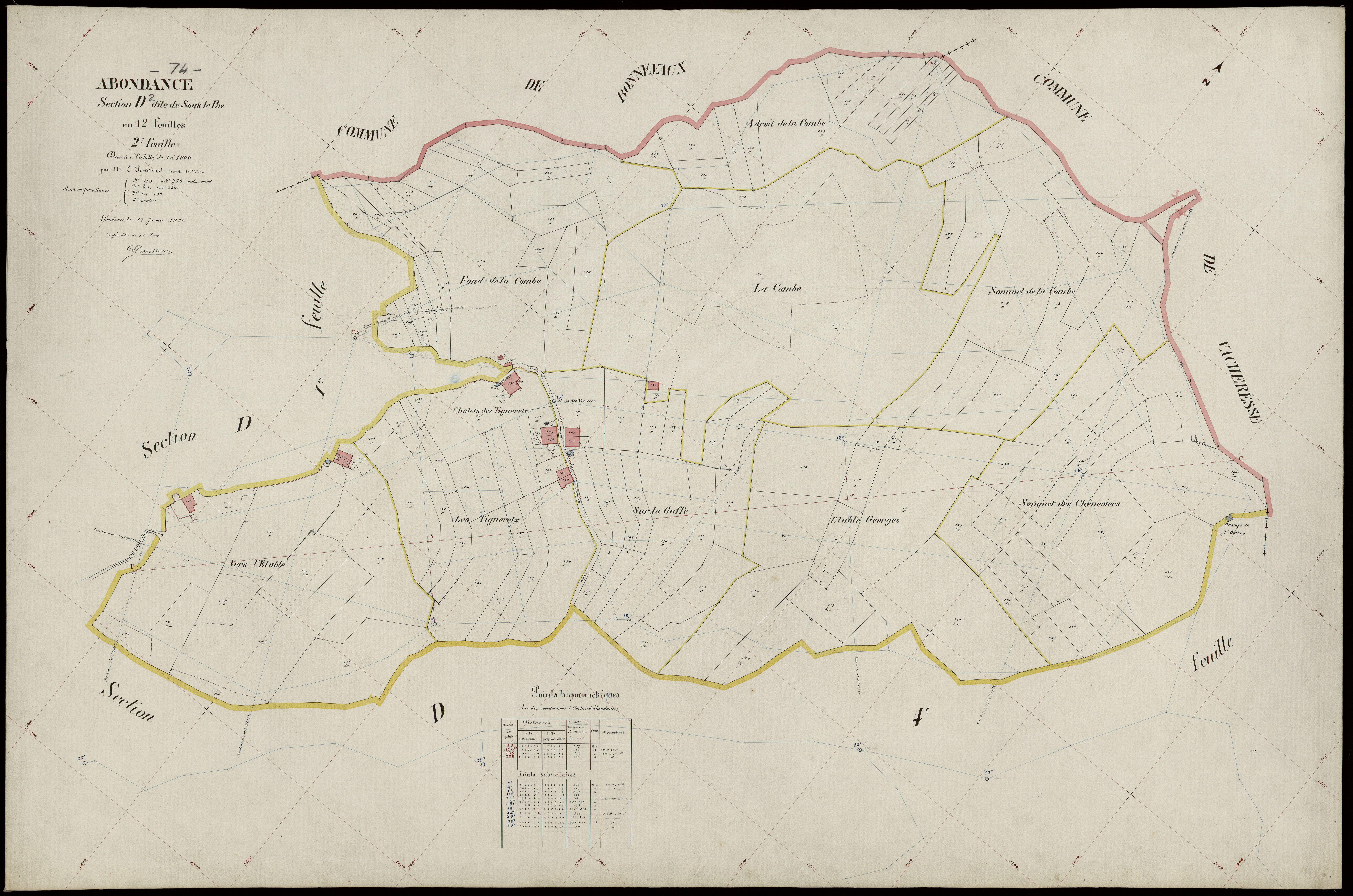 3 P 3 2107 - Feuille n° 3, parcelles n° 260 à 357 - 27 janvier 1920