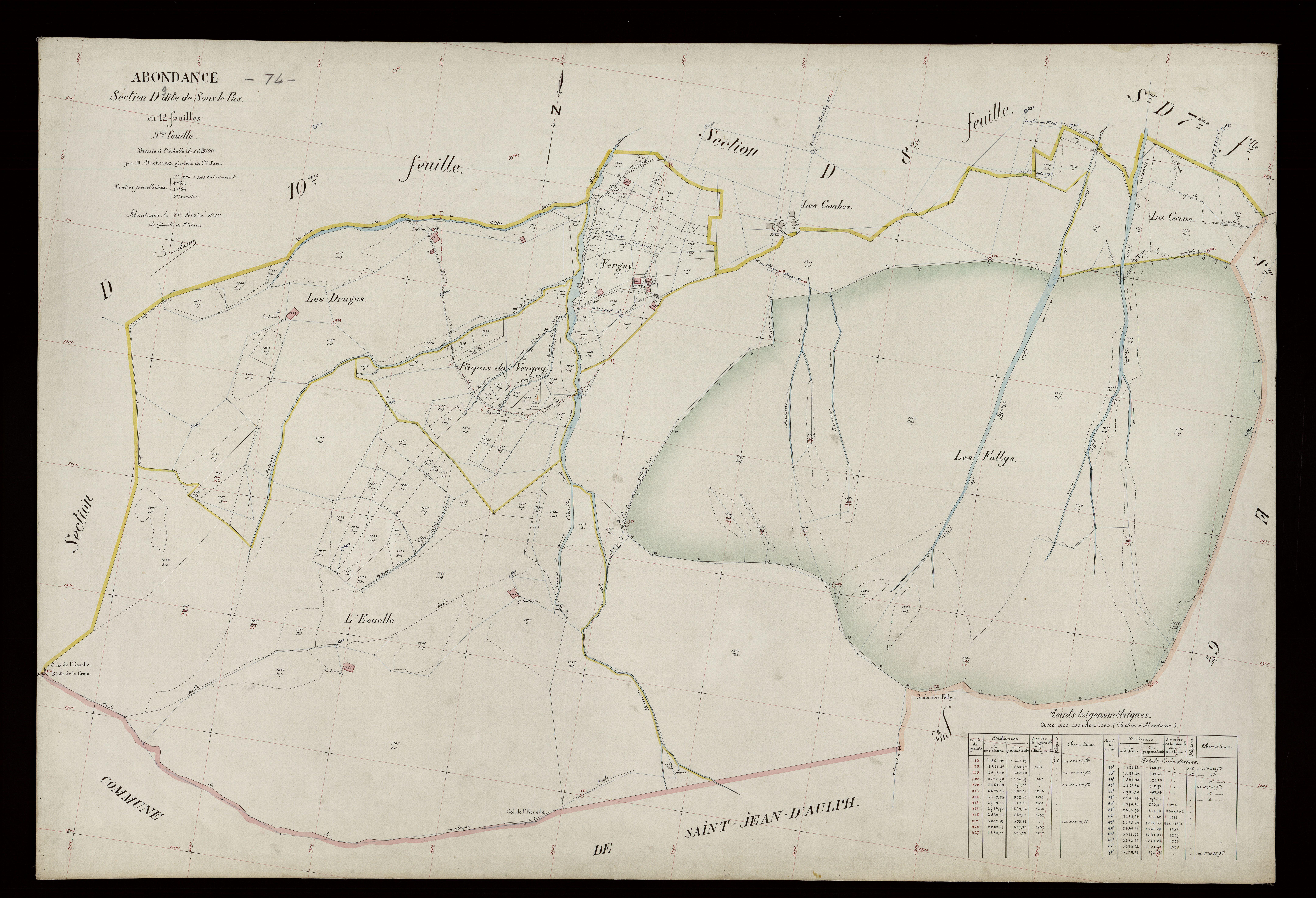3 P 3 2114 - Feuille n° 10, parcelles n° 1348 à 1494 - 1er février 1920