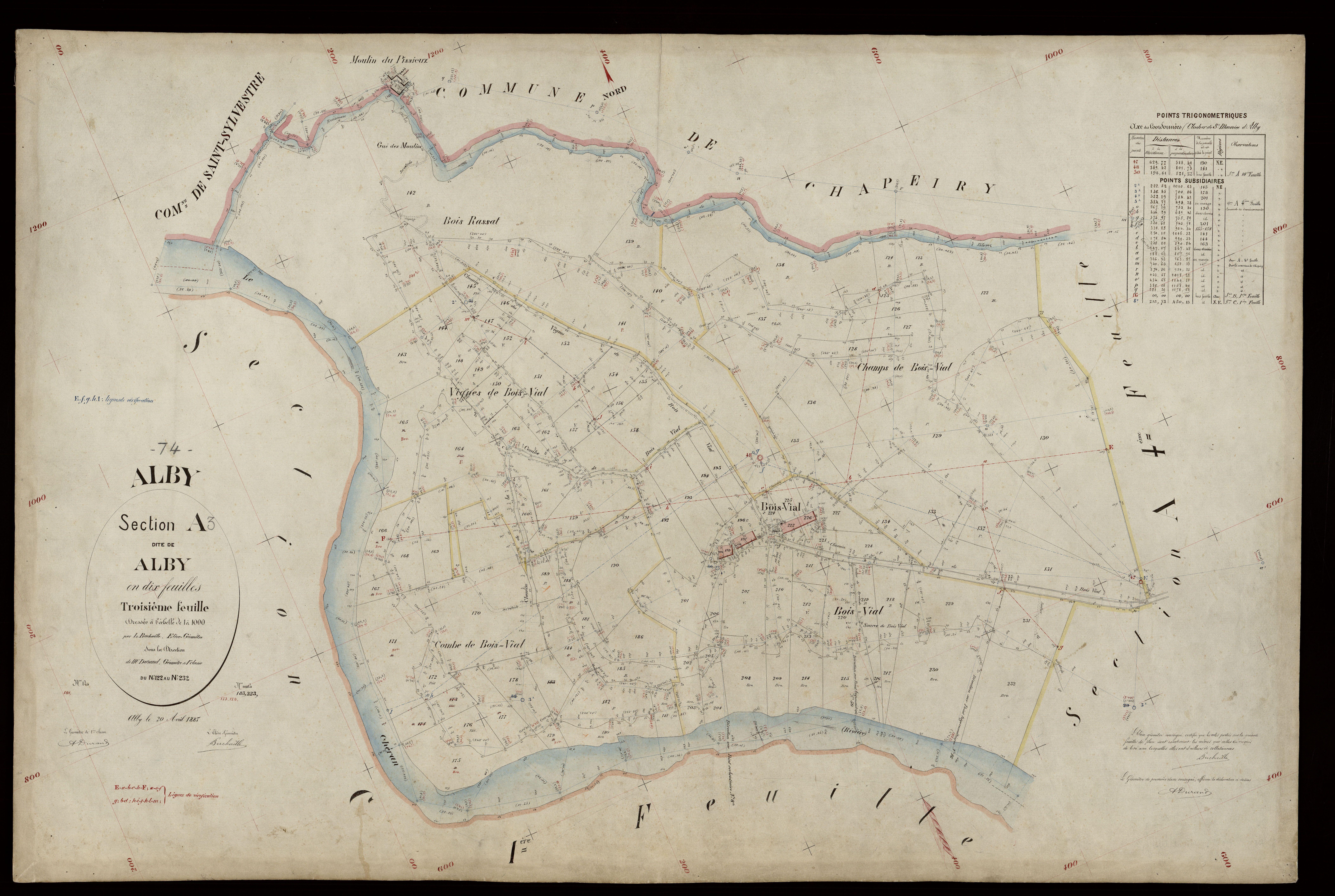 3 P 3 2131 - Feuille n° 4, parcelles n° 233 à 283 - 20 avril 1887