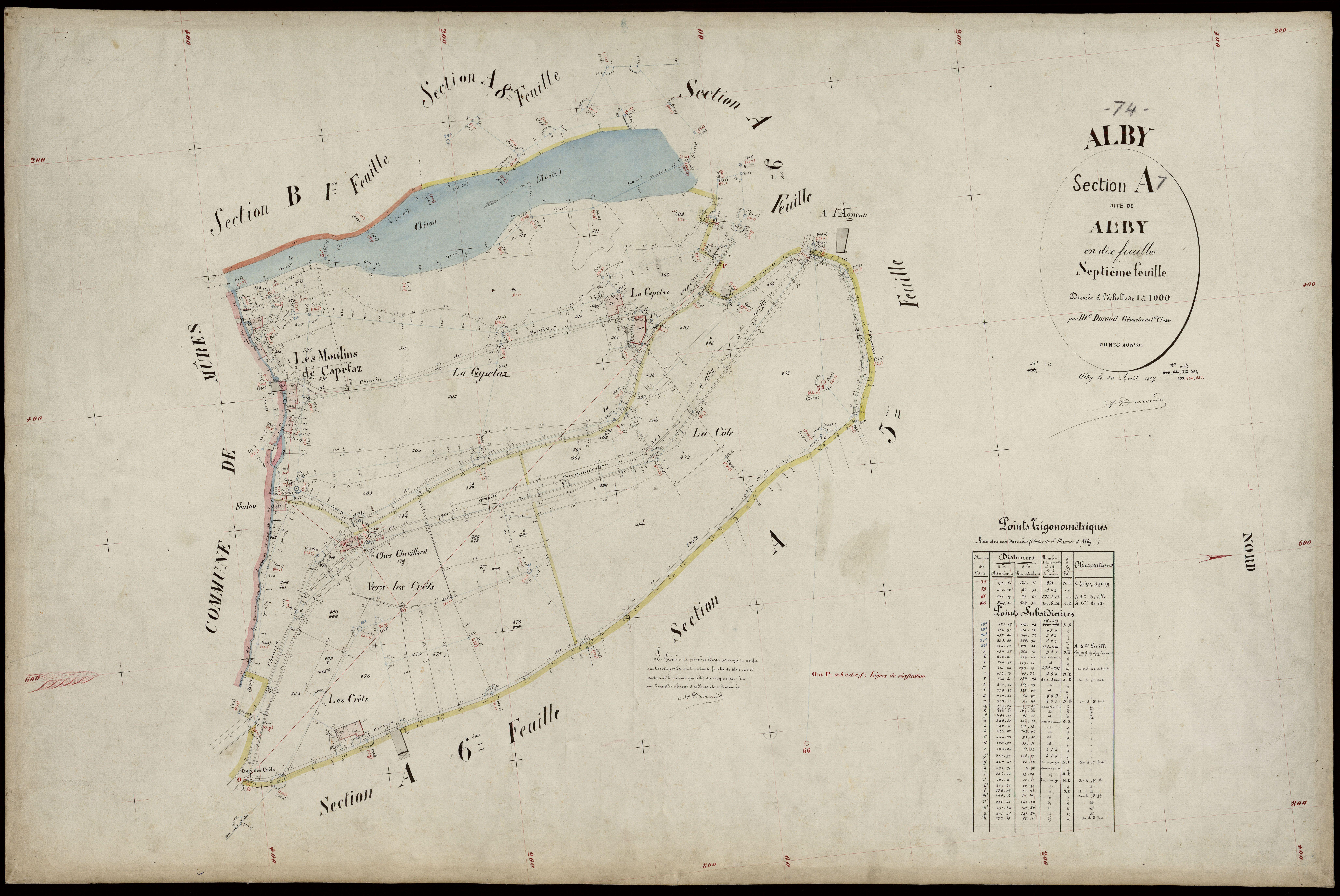 3 P 3 2135 - Feuille n° 8, parcelles n° 3 à 2 - 20 avril 1887