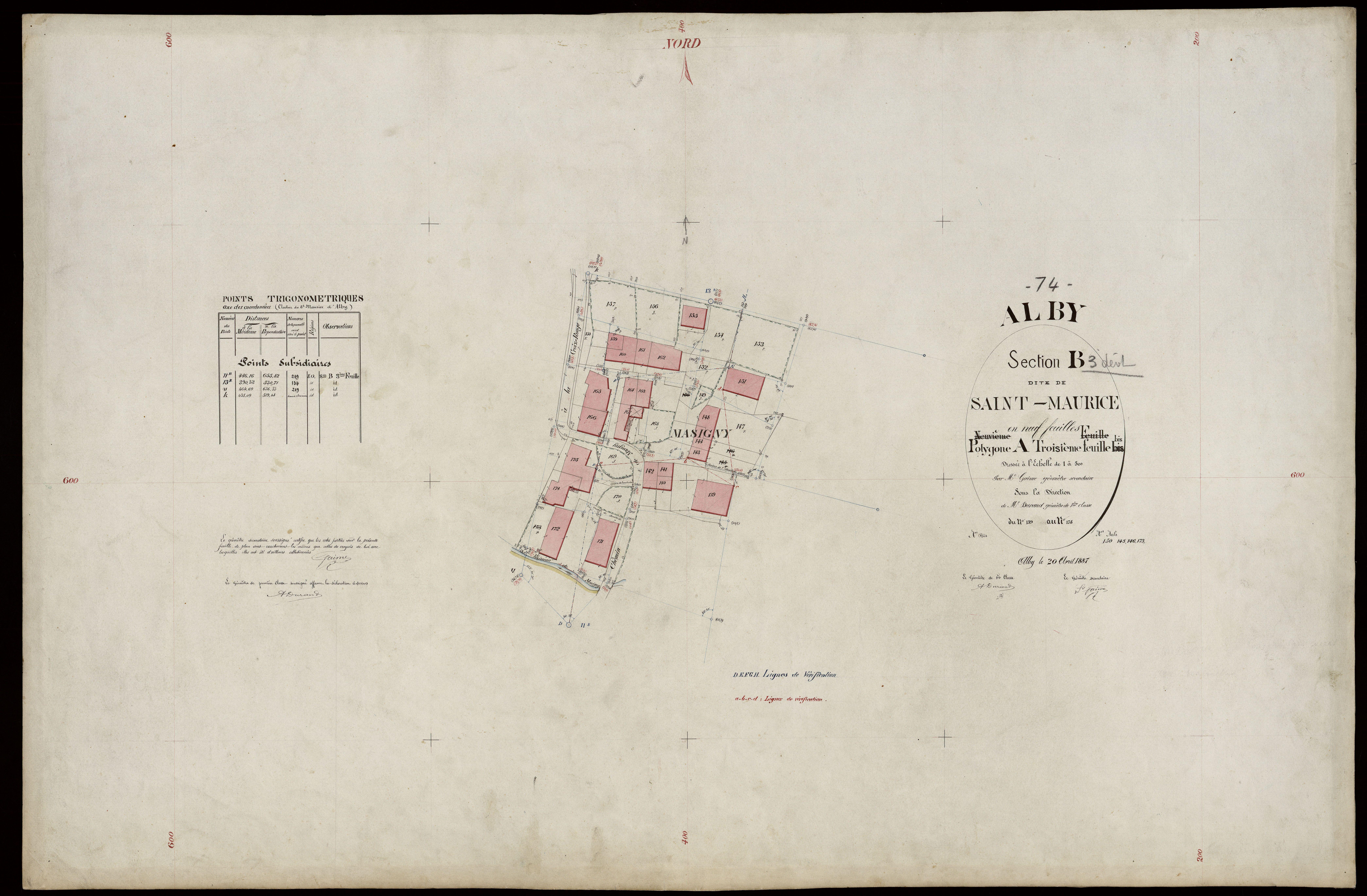 3 P 3 2142 - Feuille n° 4, parcelles n° 271 à 343 - 20 avril 1887
