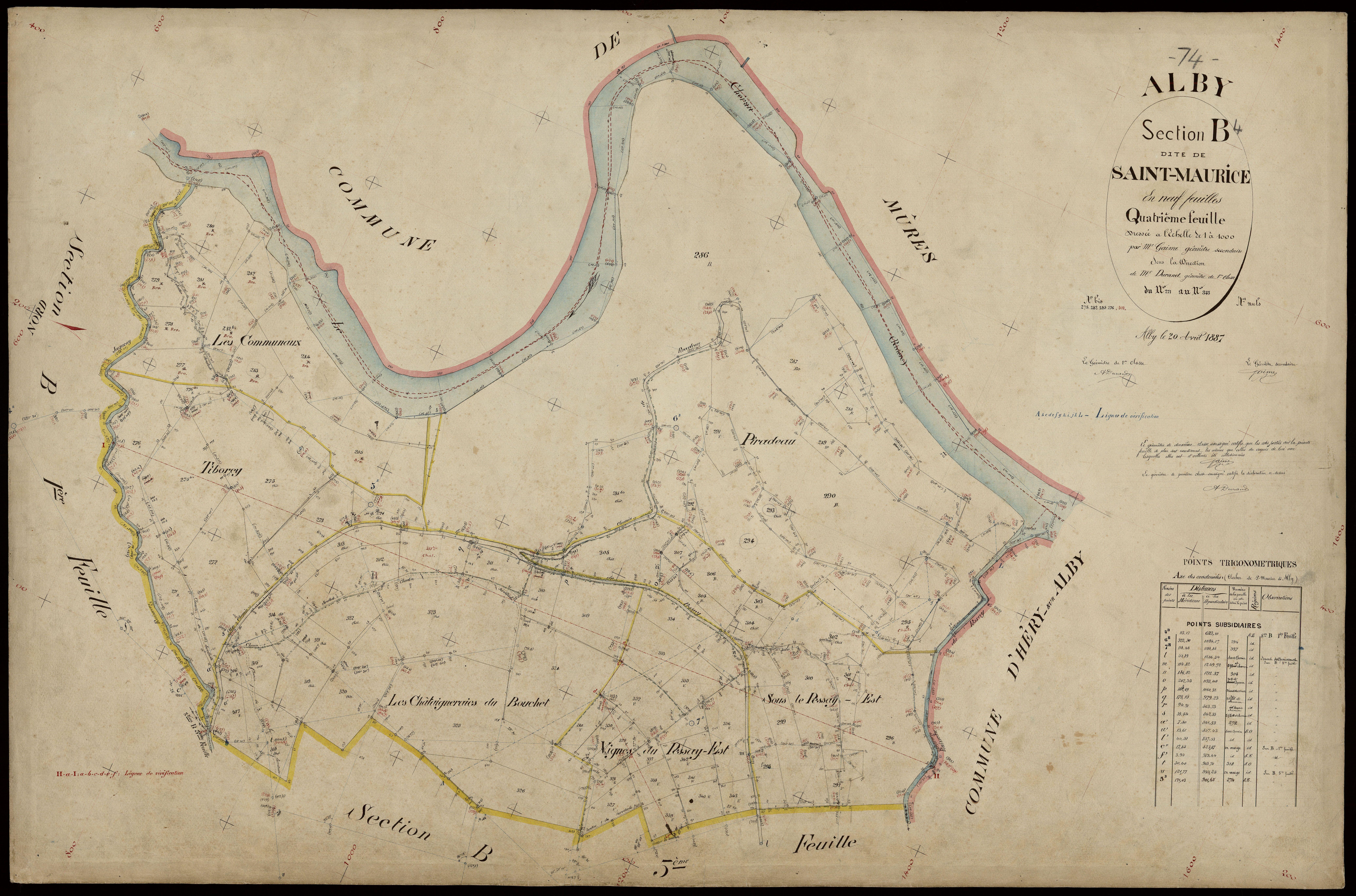 3 P 3 2143 - Feuille n° , parcelles n° 344 à 466 - 20 avril 1887