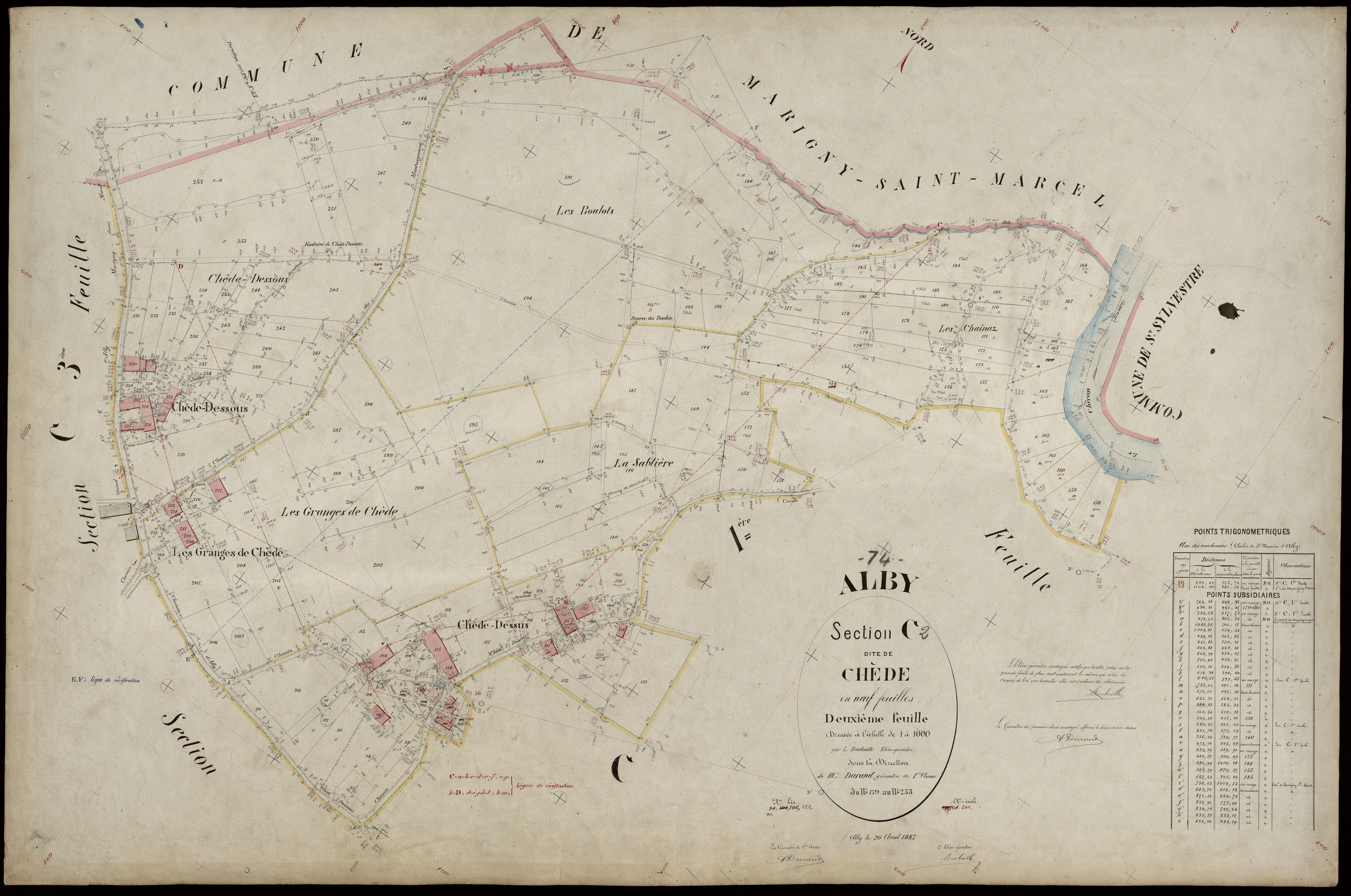 3 P 3 2150 - Feuille n° 3, parcelles n° 24 à 329 - 20 avril 1887