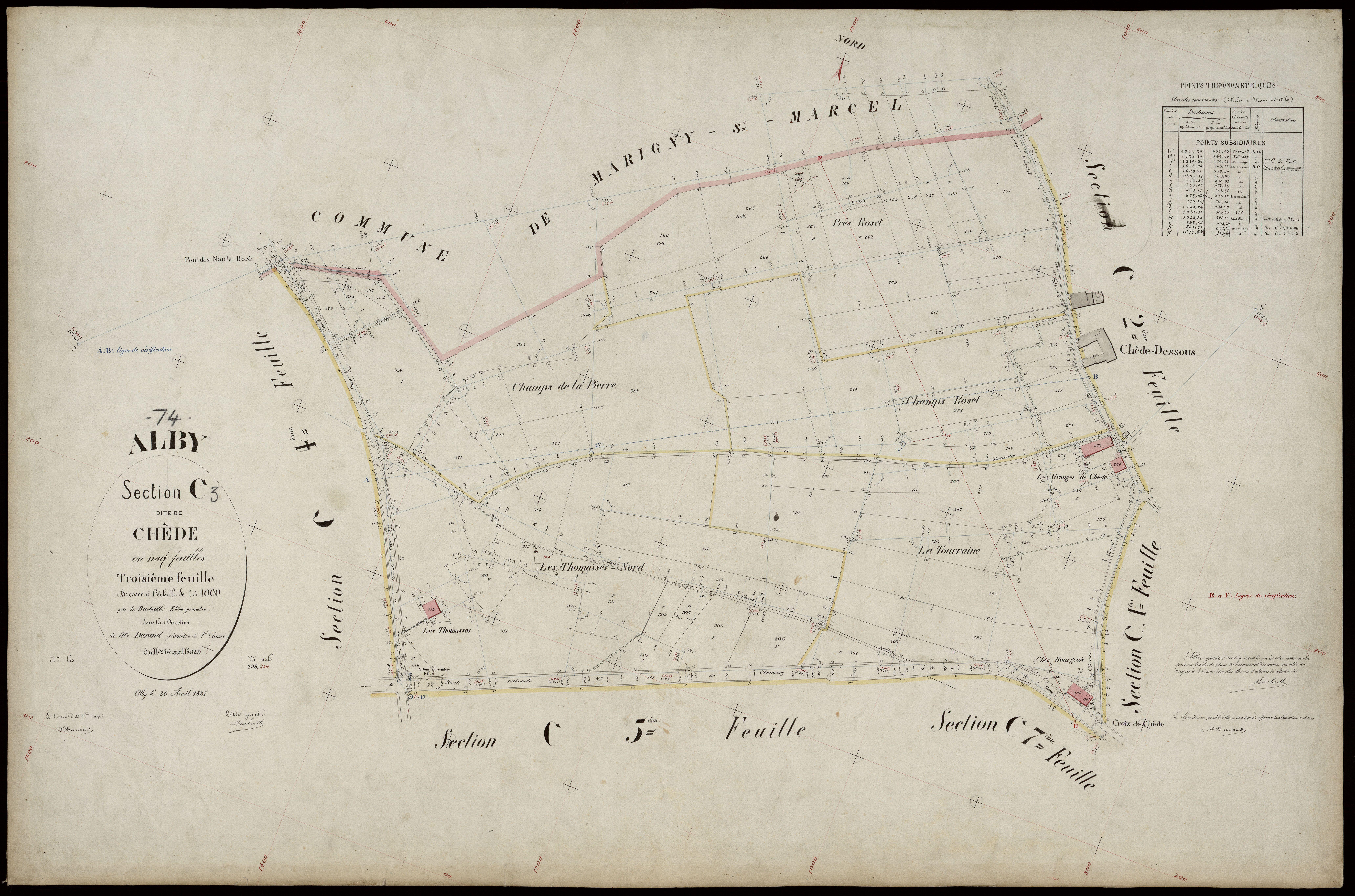 3 P 3 2151 - Feuille n° 4, parcelles n° 330 à 363 - 20 avril 1887
