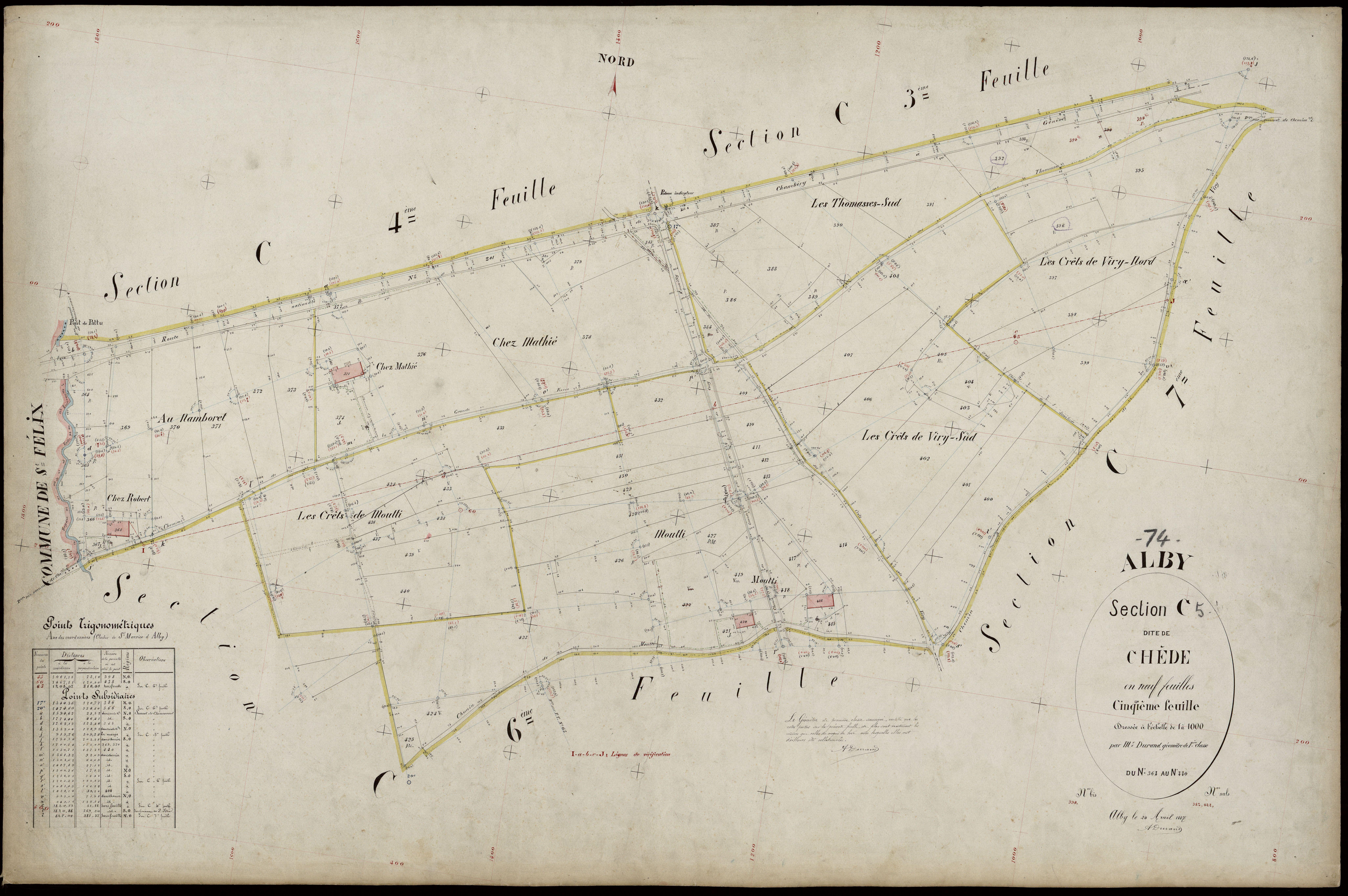 3 P 3 2153 - Feuille n° 6, parcelles n° 441 à 89 - 20 avril 1887
