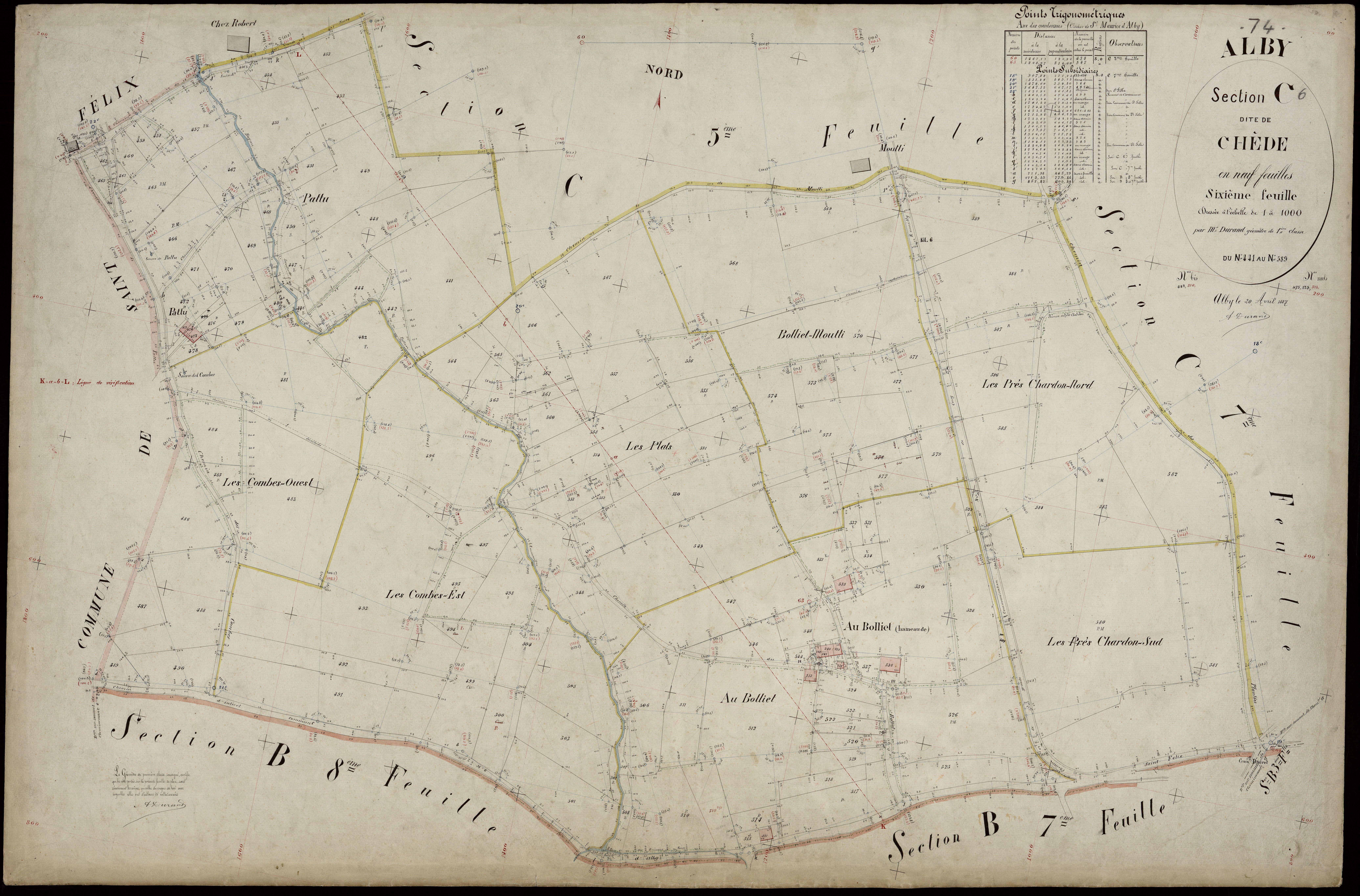 3 P 3 2154 - Feuille n° 7, parcelles n° 90 à 676 - 30 avril 1887