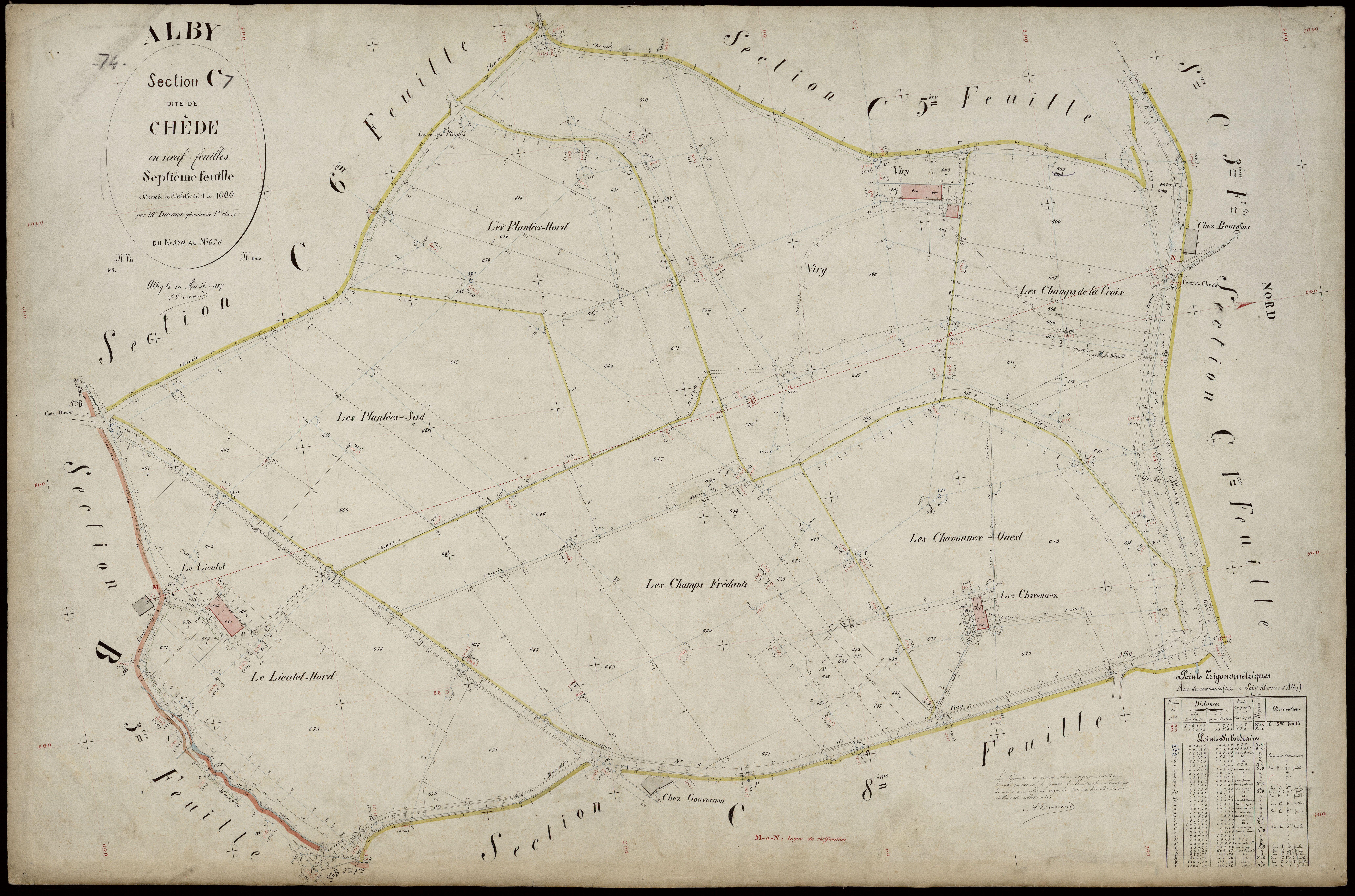 3 P 3 2155 - Feuille n° 8, parcelles n° 677 à 767 - 20 avril 1887