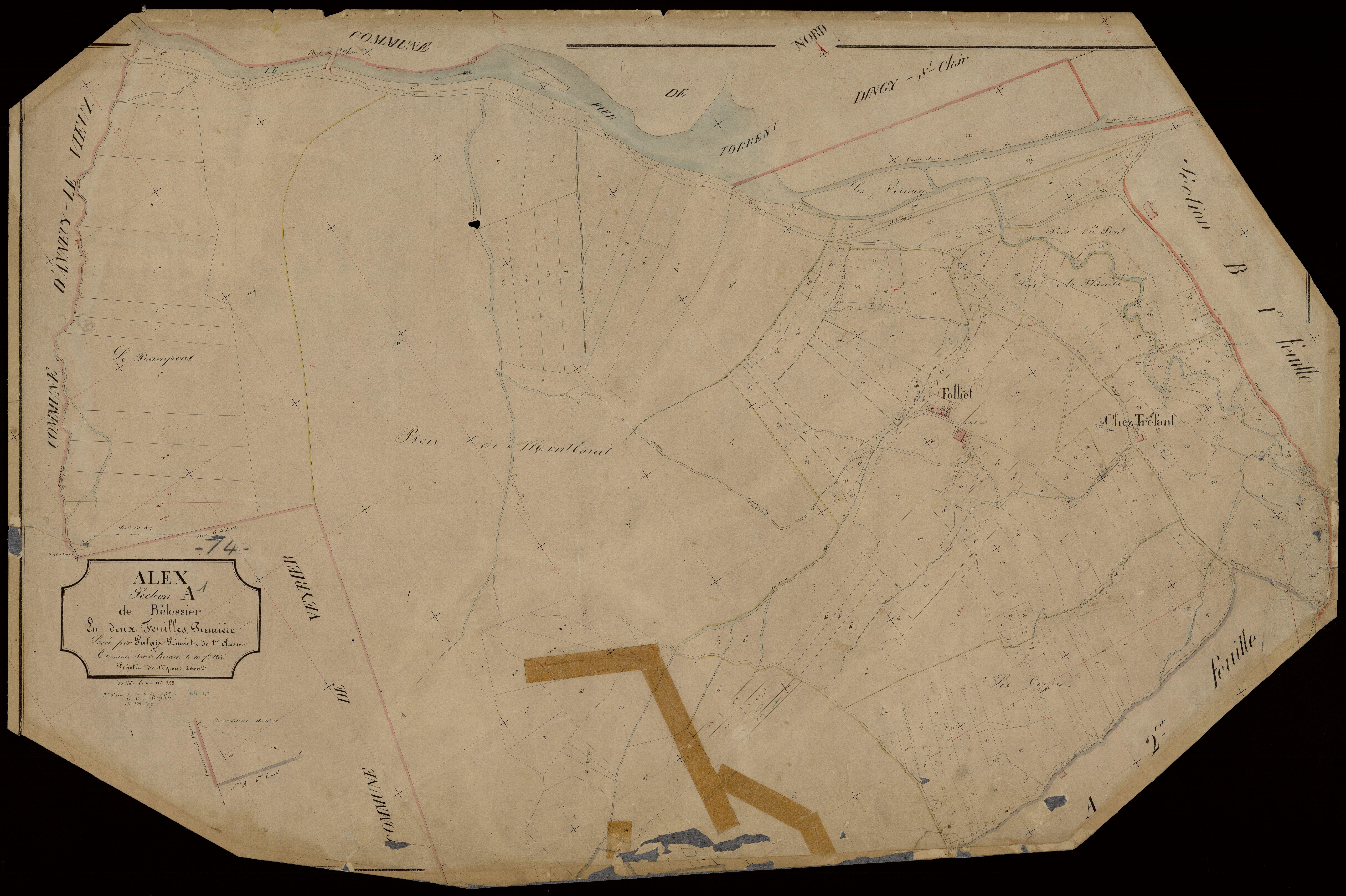 3 P 3 2158 - Feuille n° 2, parcelles n° 293 à 1012 - 10 juin 1866