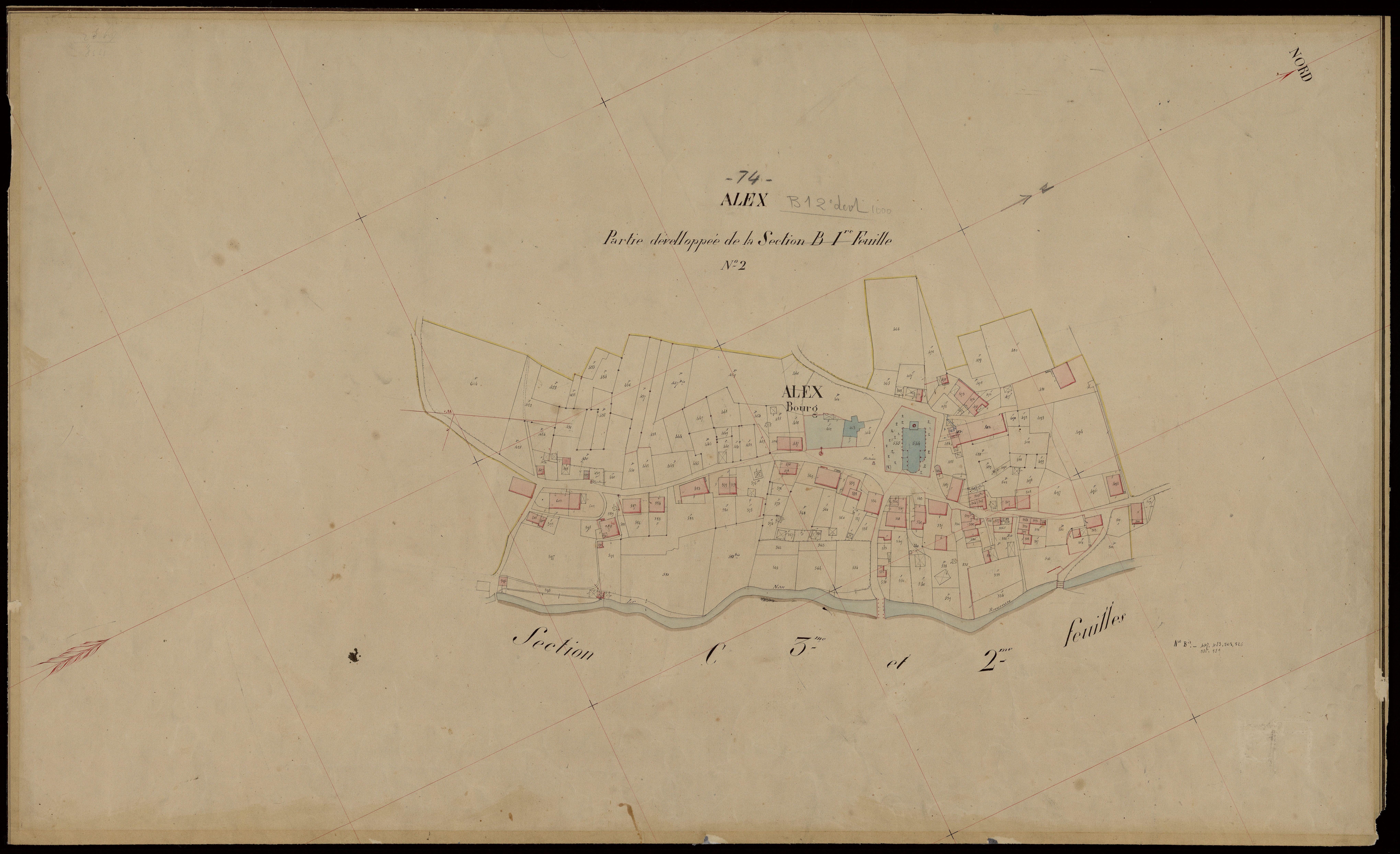 3 P 3 2163 - Feuille n° 2, parcelles n° 690 à 1182 - 20 août 1866