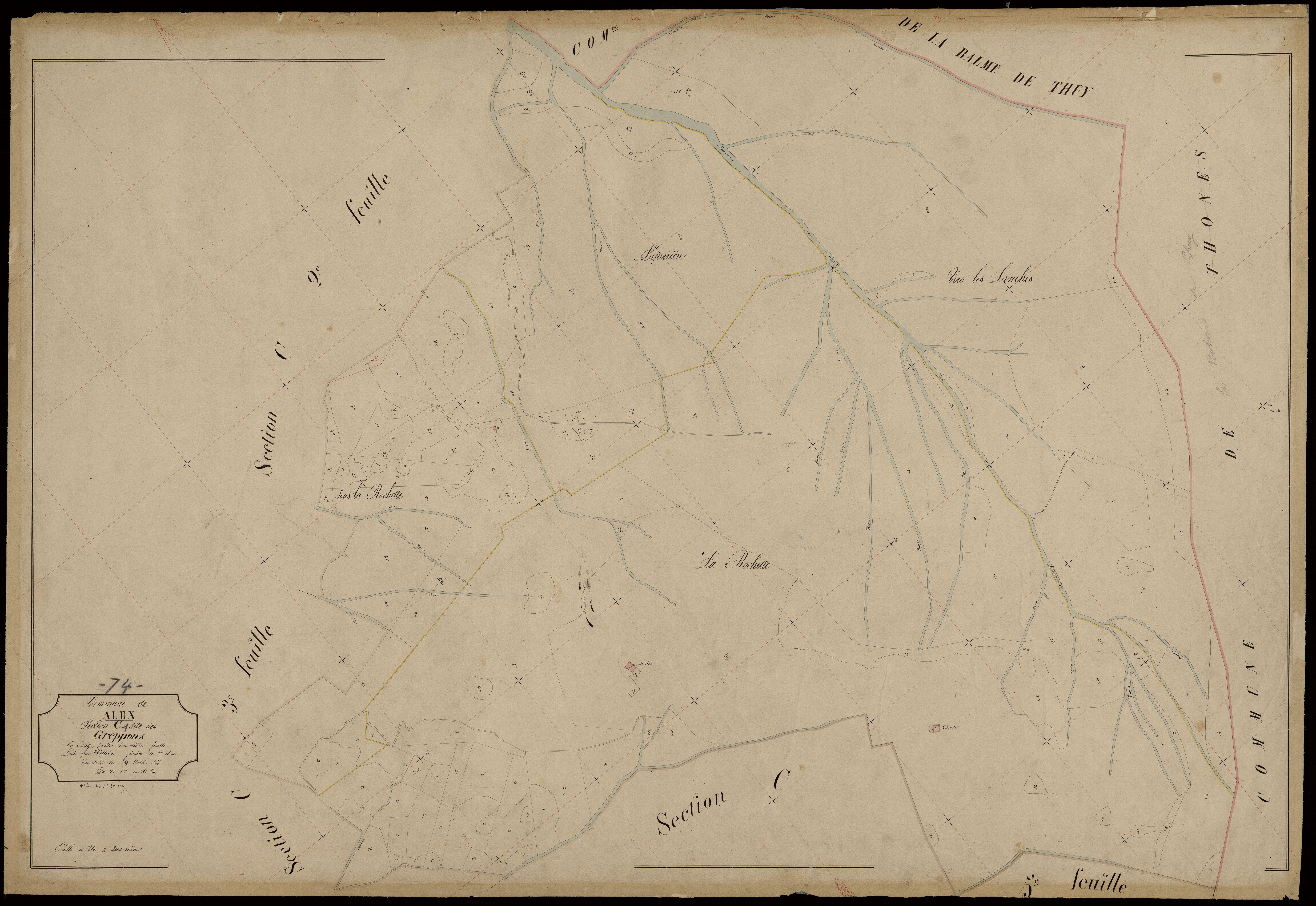 3 P 3 2165 - Feuille n° 2, parcelles n° 134 à 6 - 15 octobre 1866