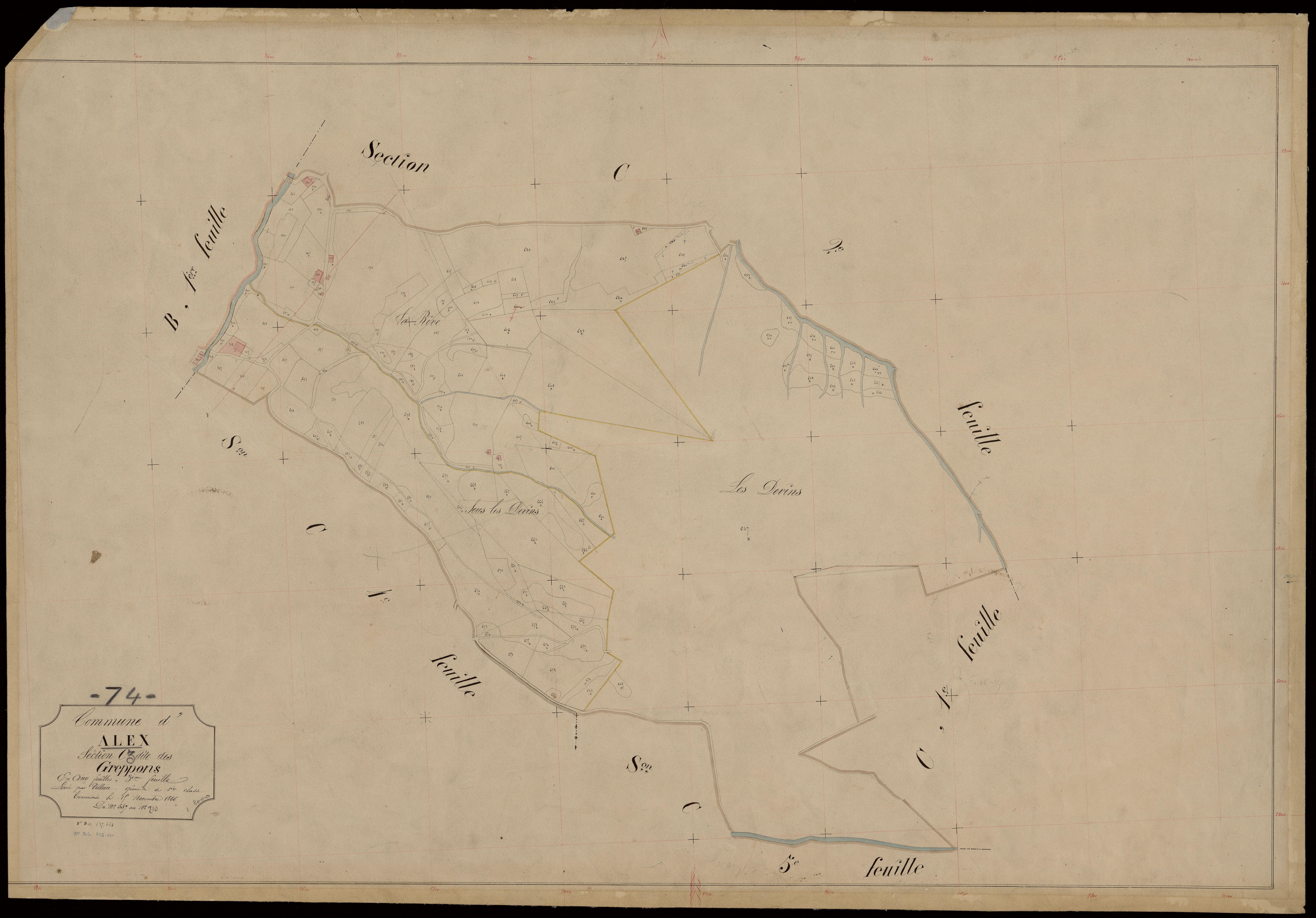 3 P 3 2167 - Feuille n° 4, parcelles n° 711 à 988 - 10 novembre 1866