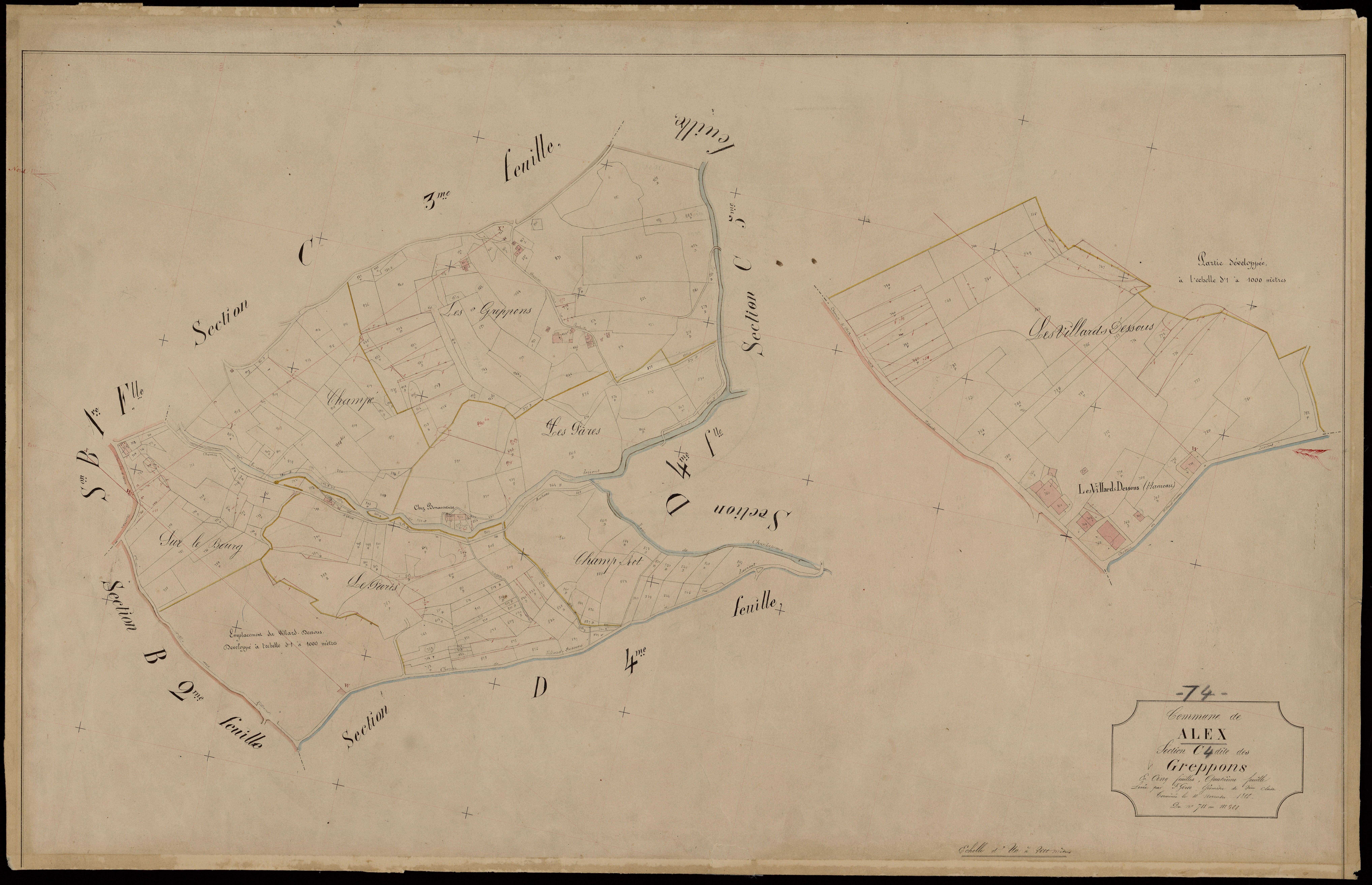 3 P 3 2168 - Feuille n° , parcelles n° 989 à 1311 - 18 novembre 1866