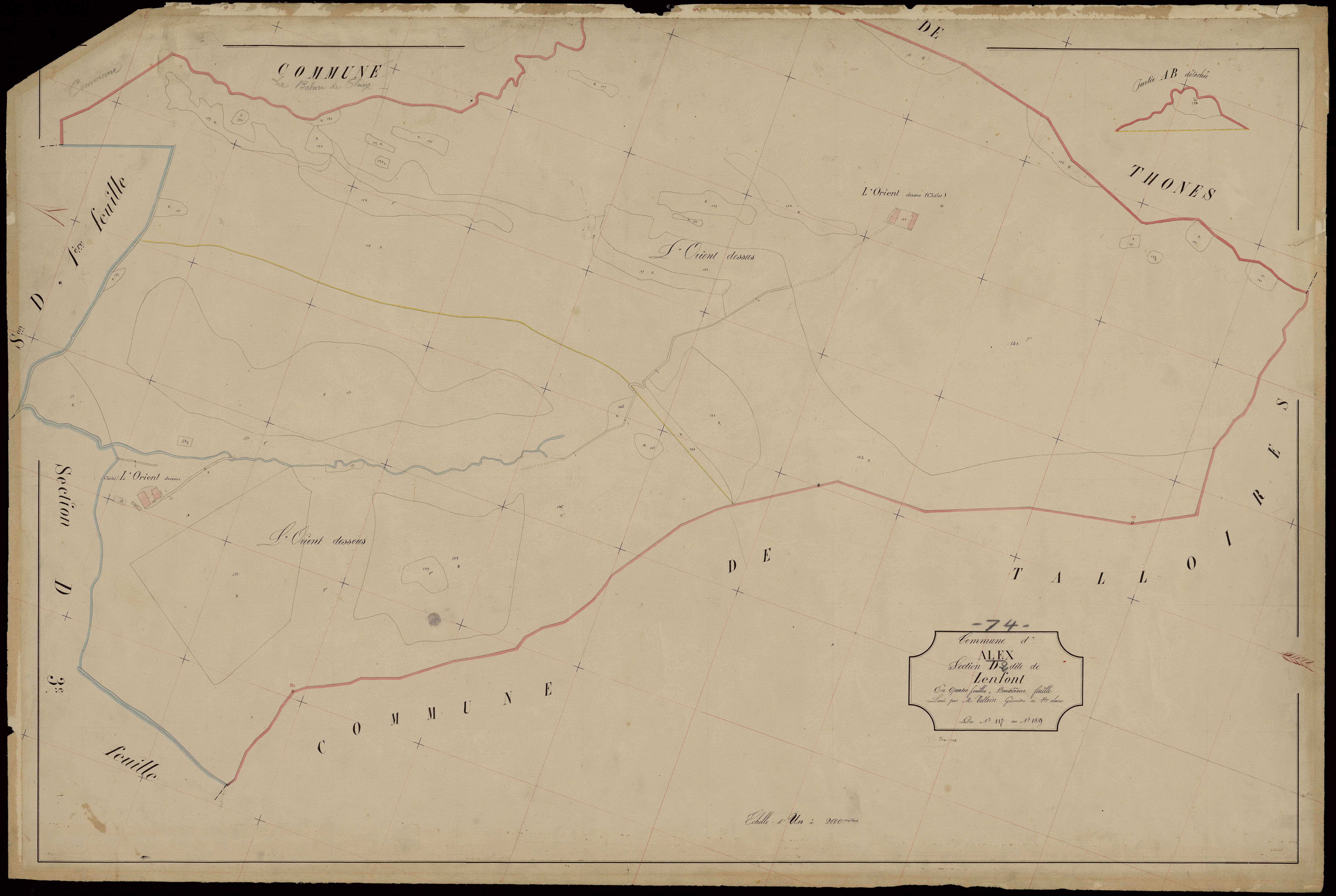 3 P 3 2171 - Feuille n° 3, parcelles n° 160 à 300 - 25 novembre 1866