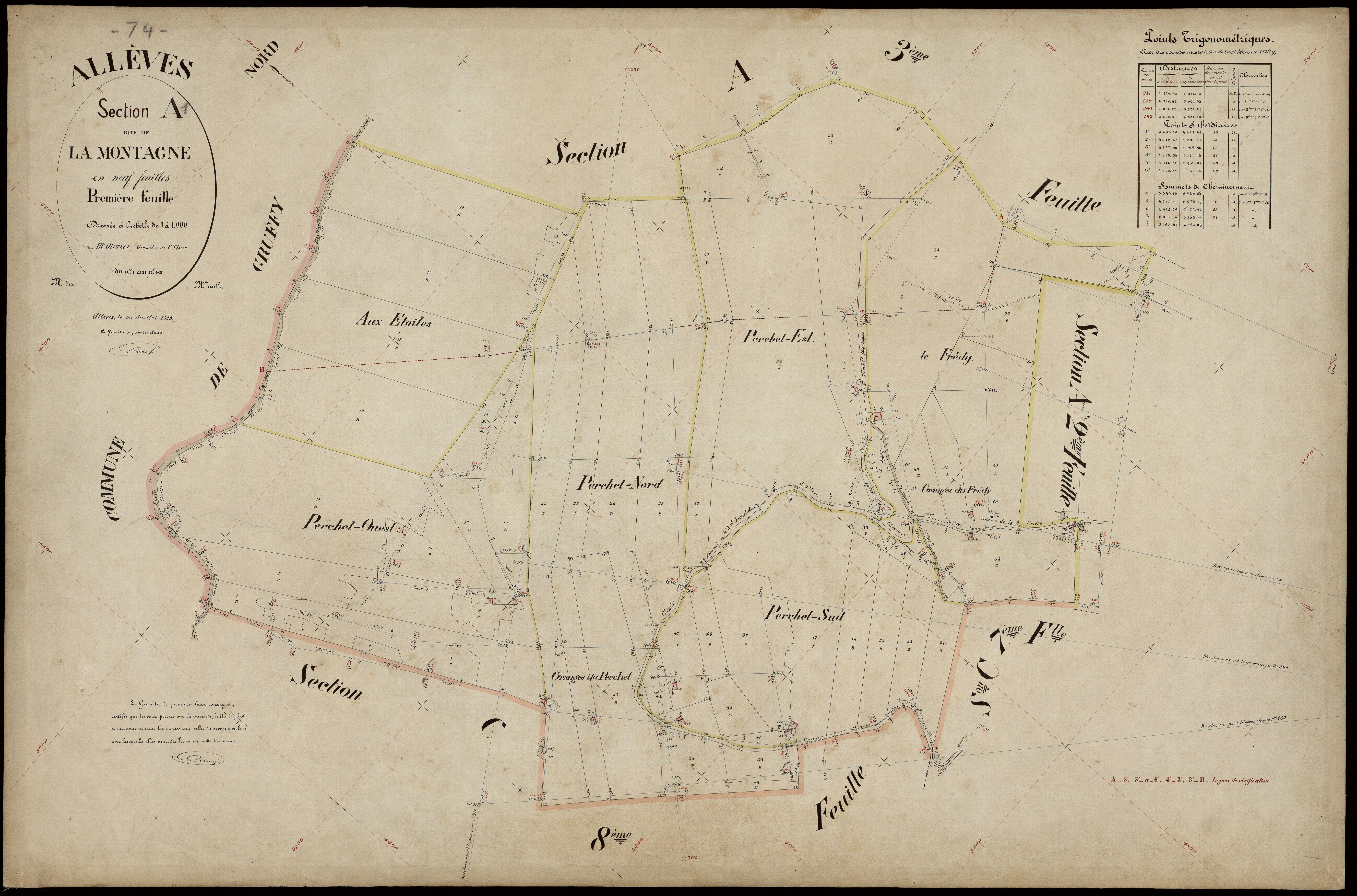 3 P 3 2175 - Feuille n° 2, parcelles n° 69 à 122 - 20 juillet 1889