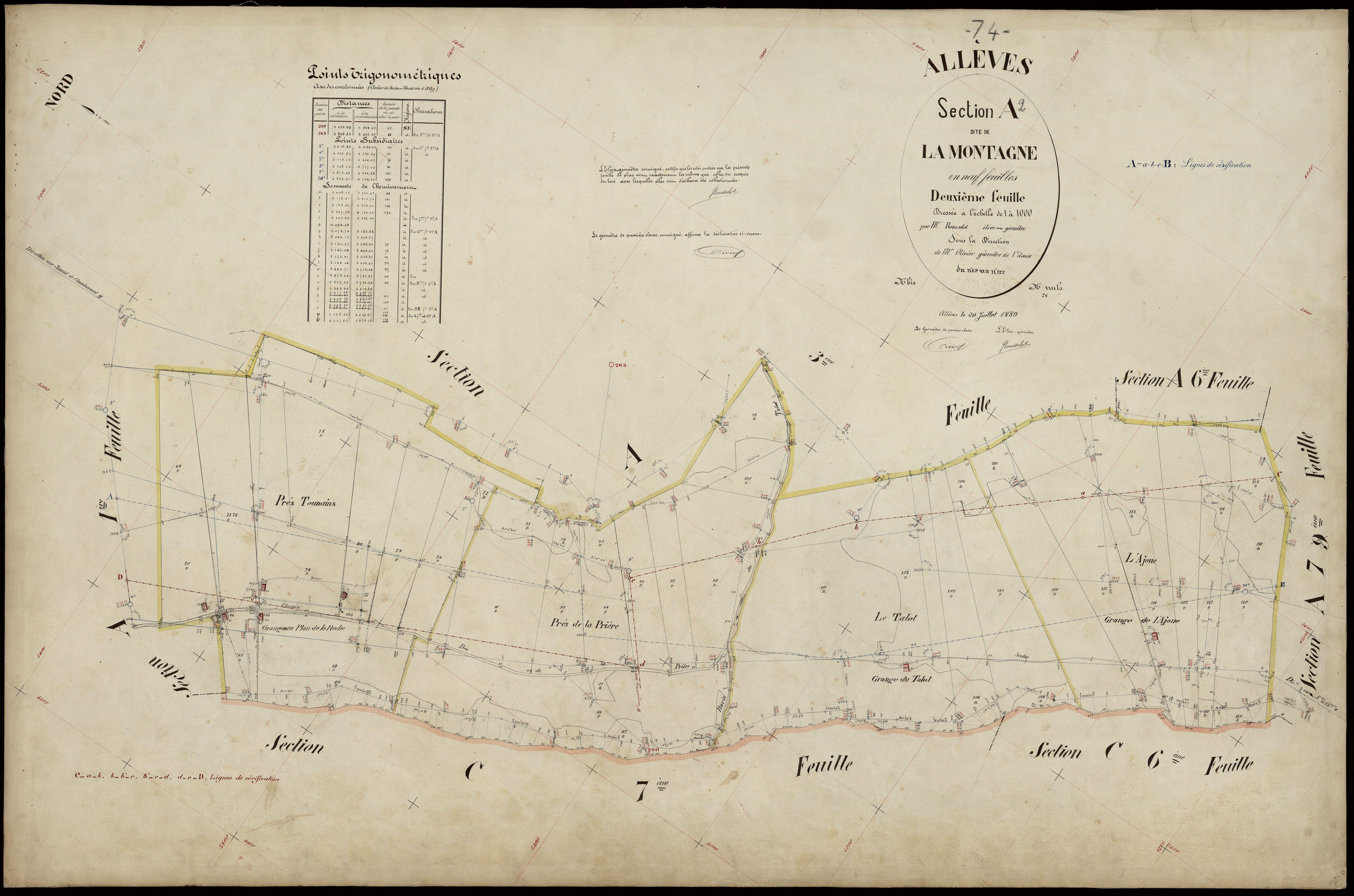 3 P 3 2176 - Feuille n° 3, parcelles n° 123 à 13 - 20 juillet 1889