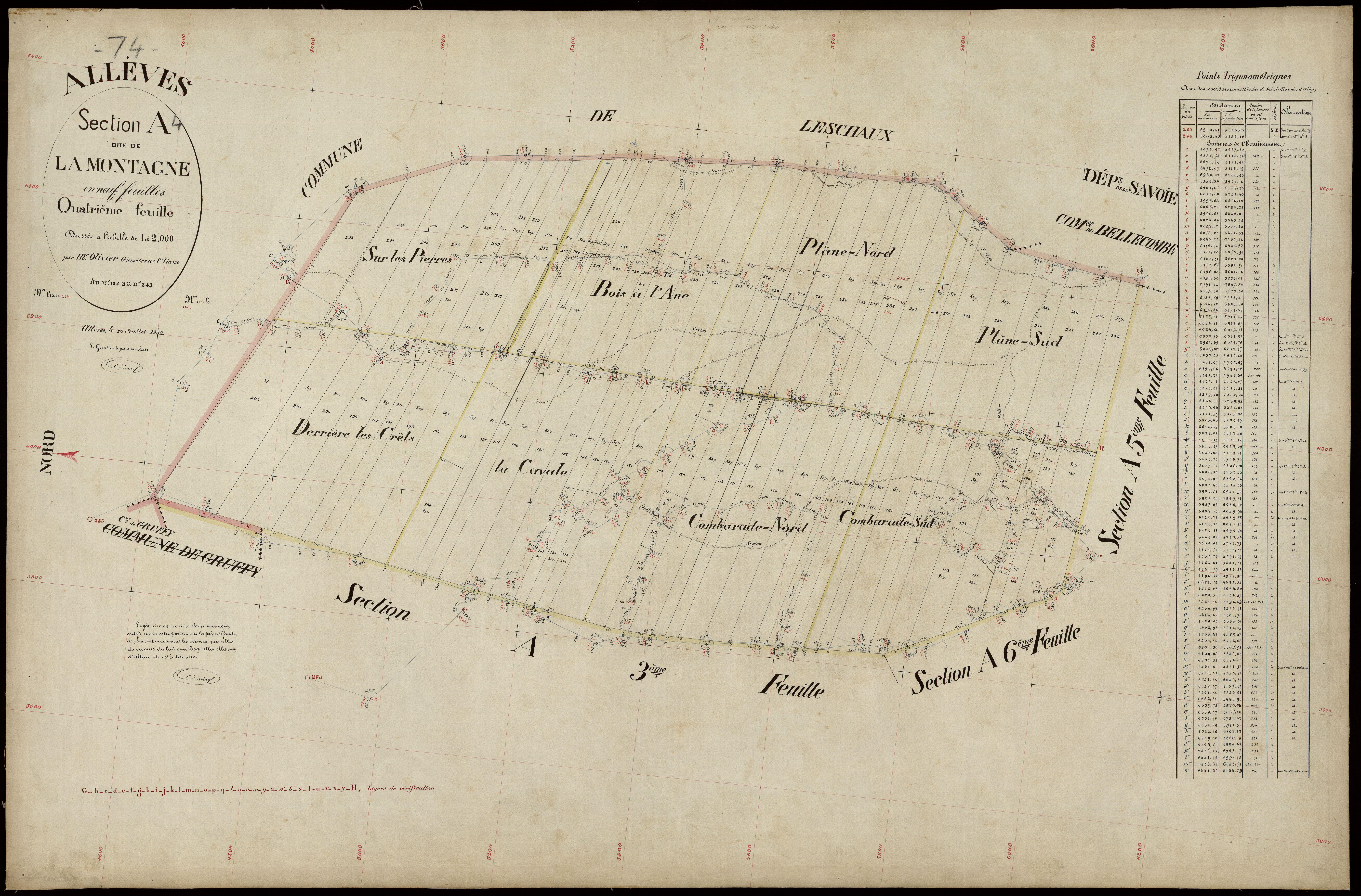 3 P 3 2178 - Feuille n° , parcelles n° 244 à 30 - 20 juillet 1889