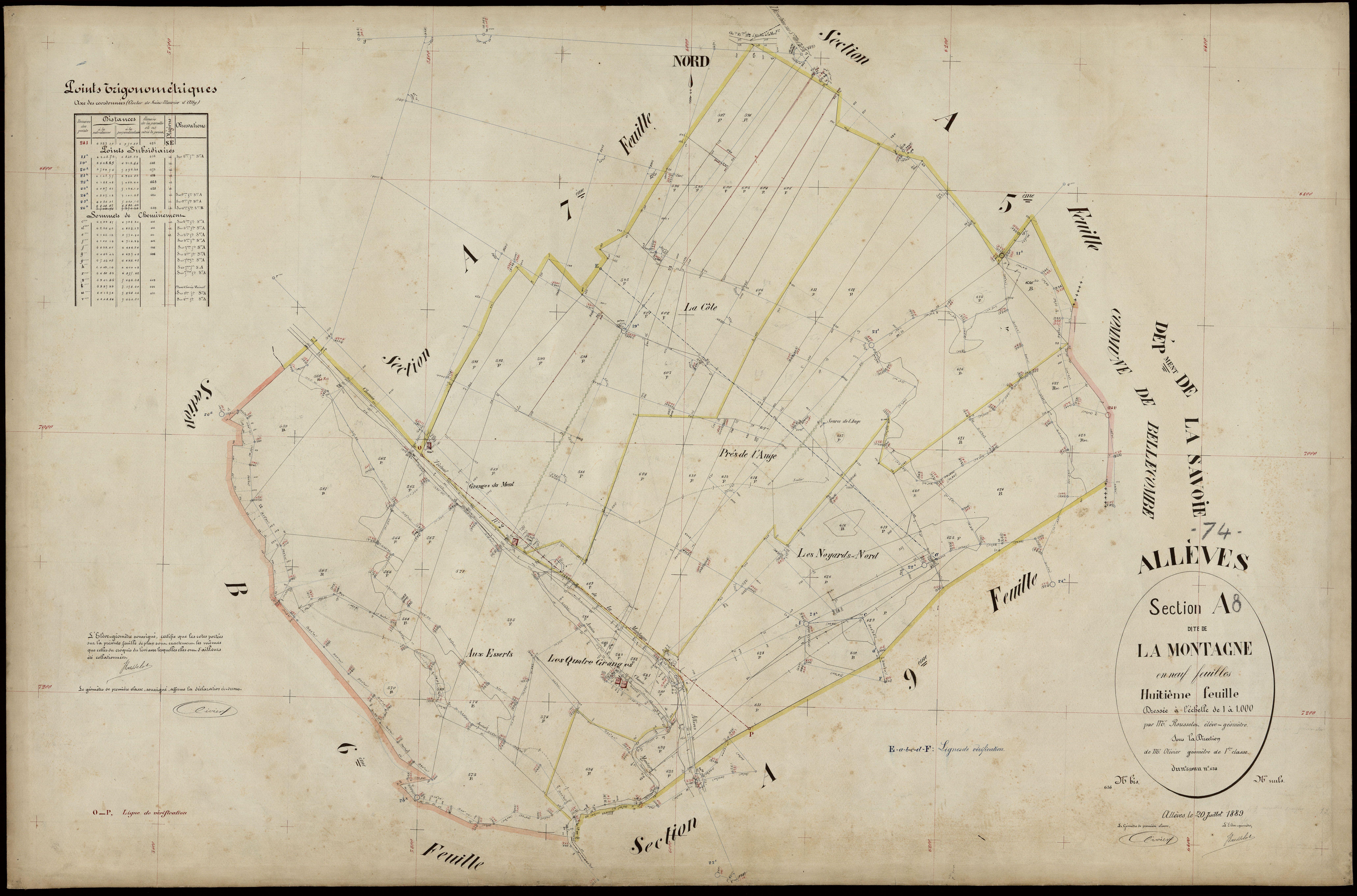 3 P 3 2182 - Feuille n° 9, parcelles n° 63 à 674 - 20 juillet 1889