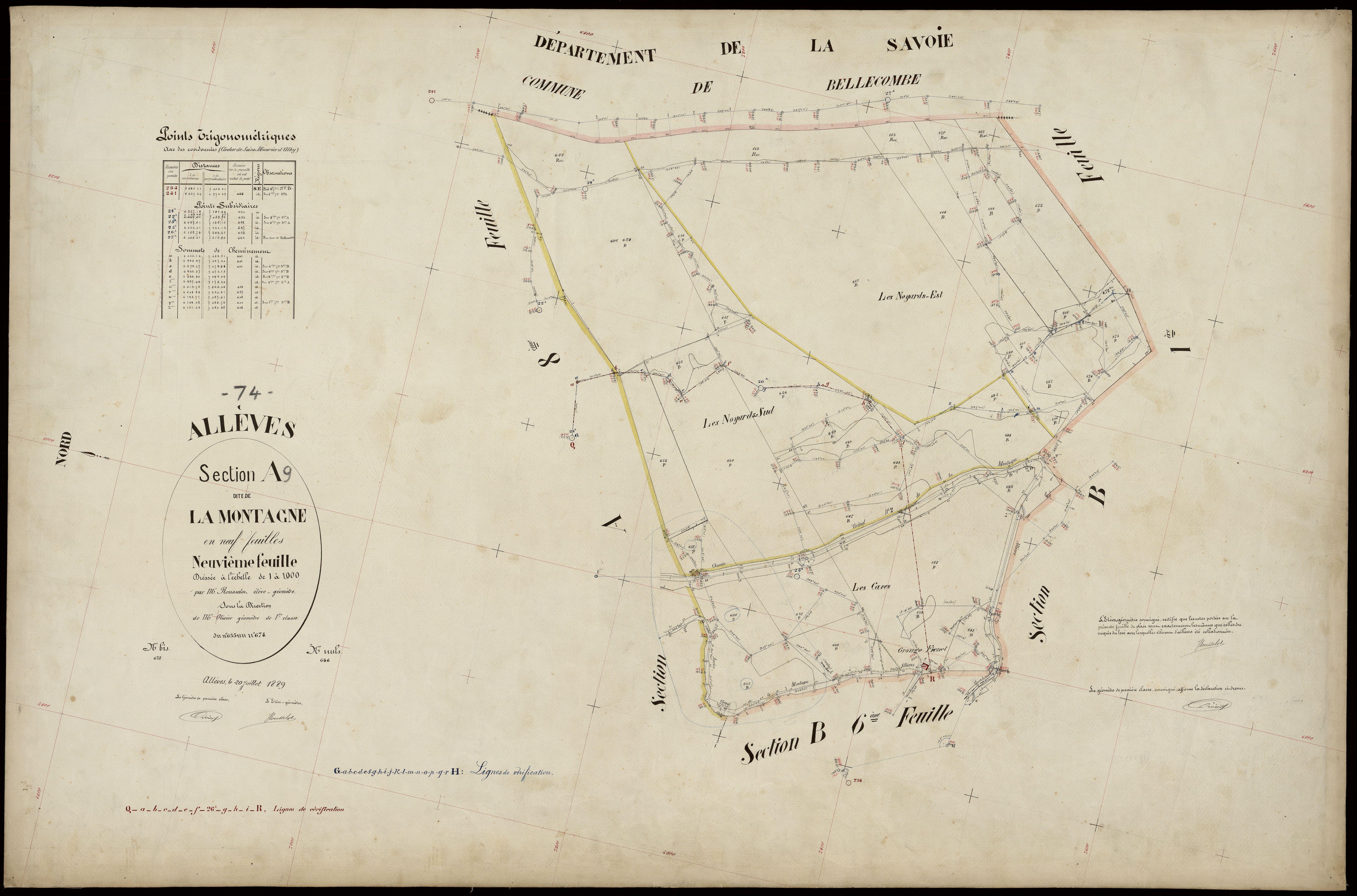 Section B : Chef-lieu - 1889