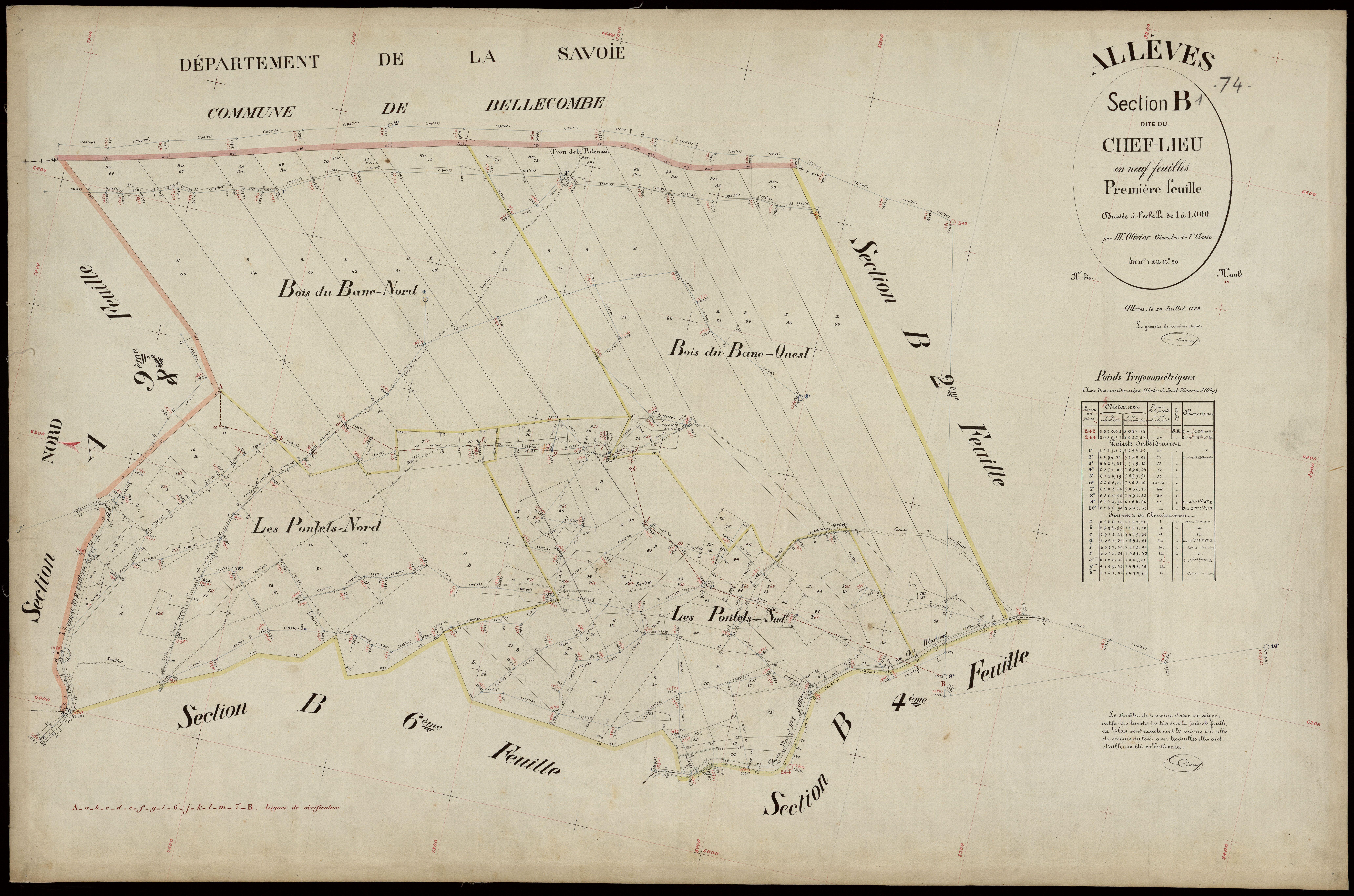 3 P 3 2184 - Feuille n° 2, parcelles n° 91 à 127 - 20 juillet 1889