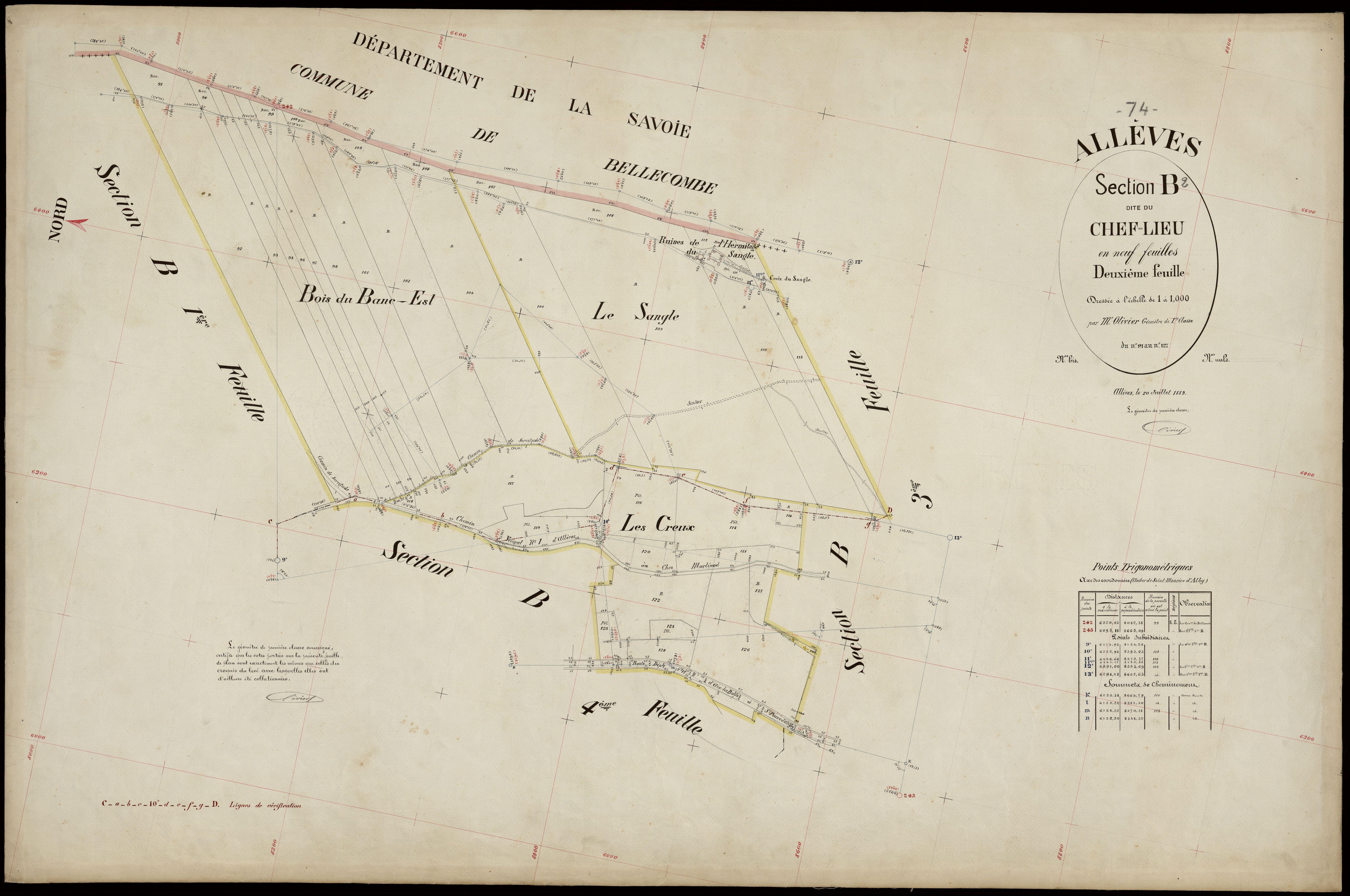 3 P 3 2185 - Feuille n° 3, parcelles n° 128 à 28 - 20 juillet 1889