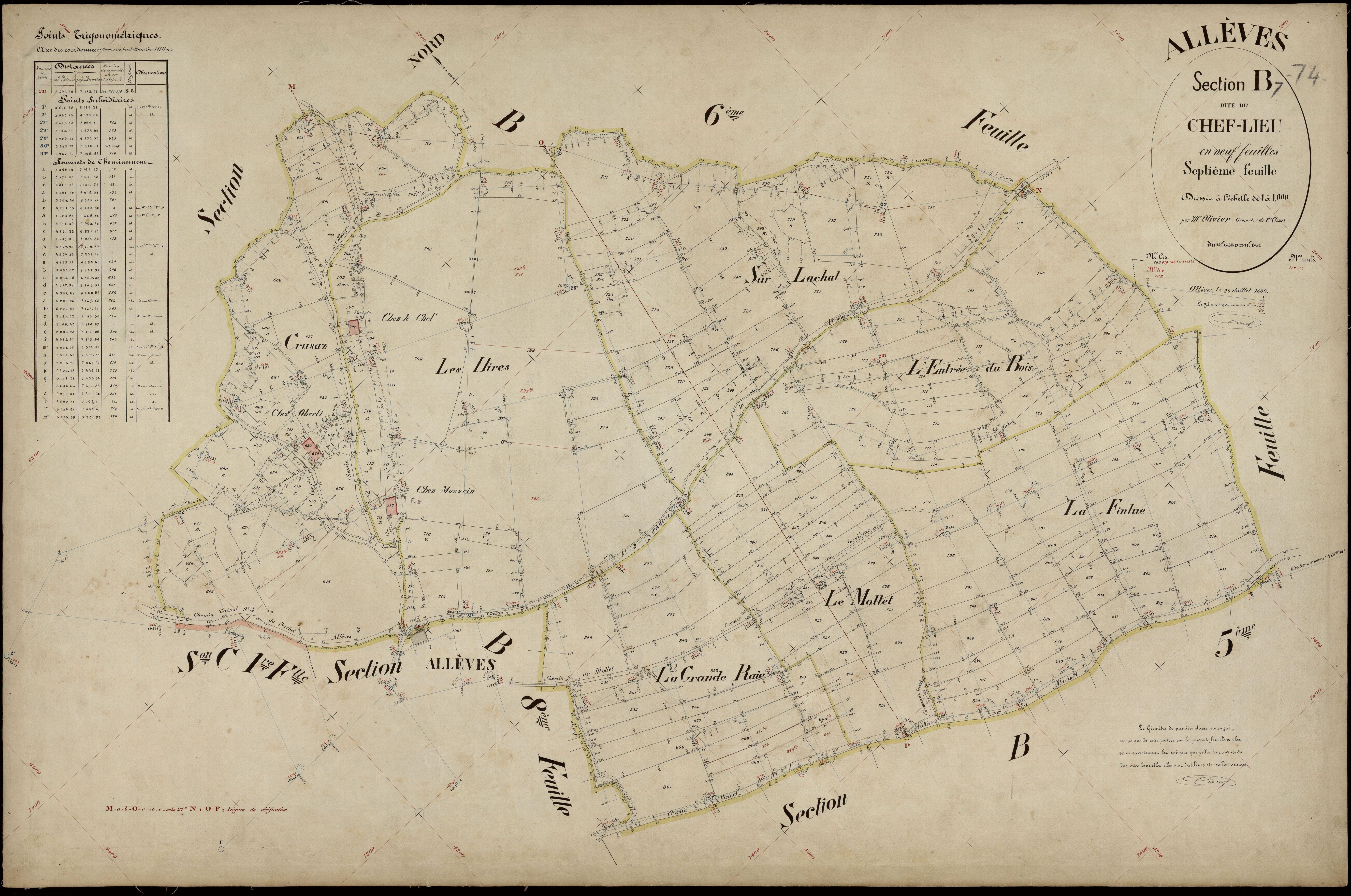 3 P 3 2190 - Feuille n° 8, parcelles n° 862 à 104 - 20 juillet 1889
