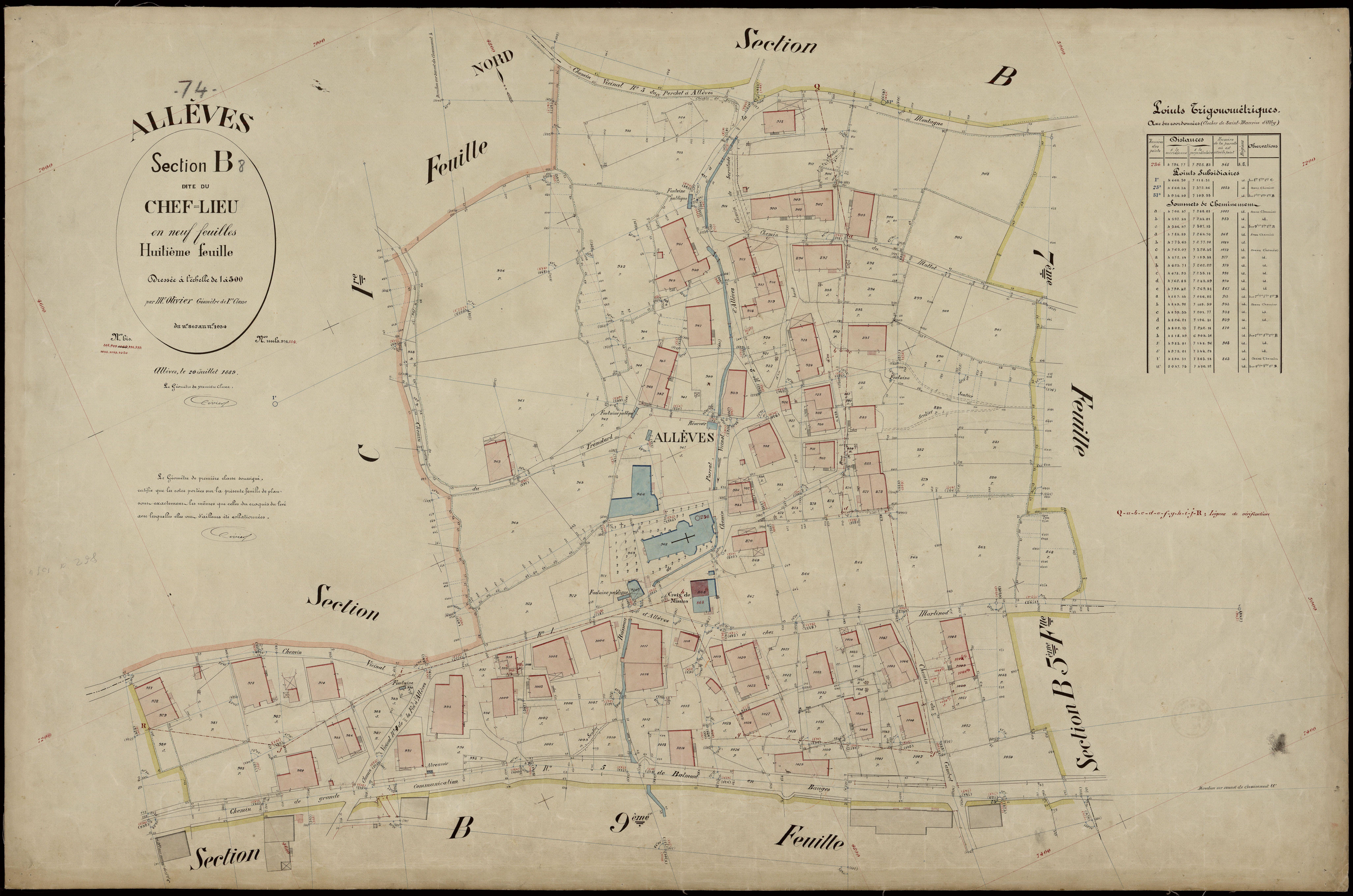 3 P 3 2191 - Feuille n° 9, parcelles n° 10 à 1276 - 20 juillet 1889