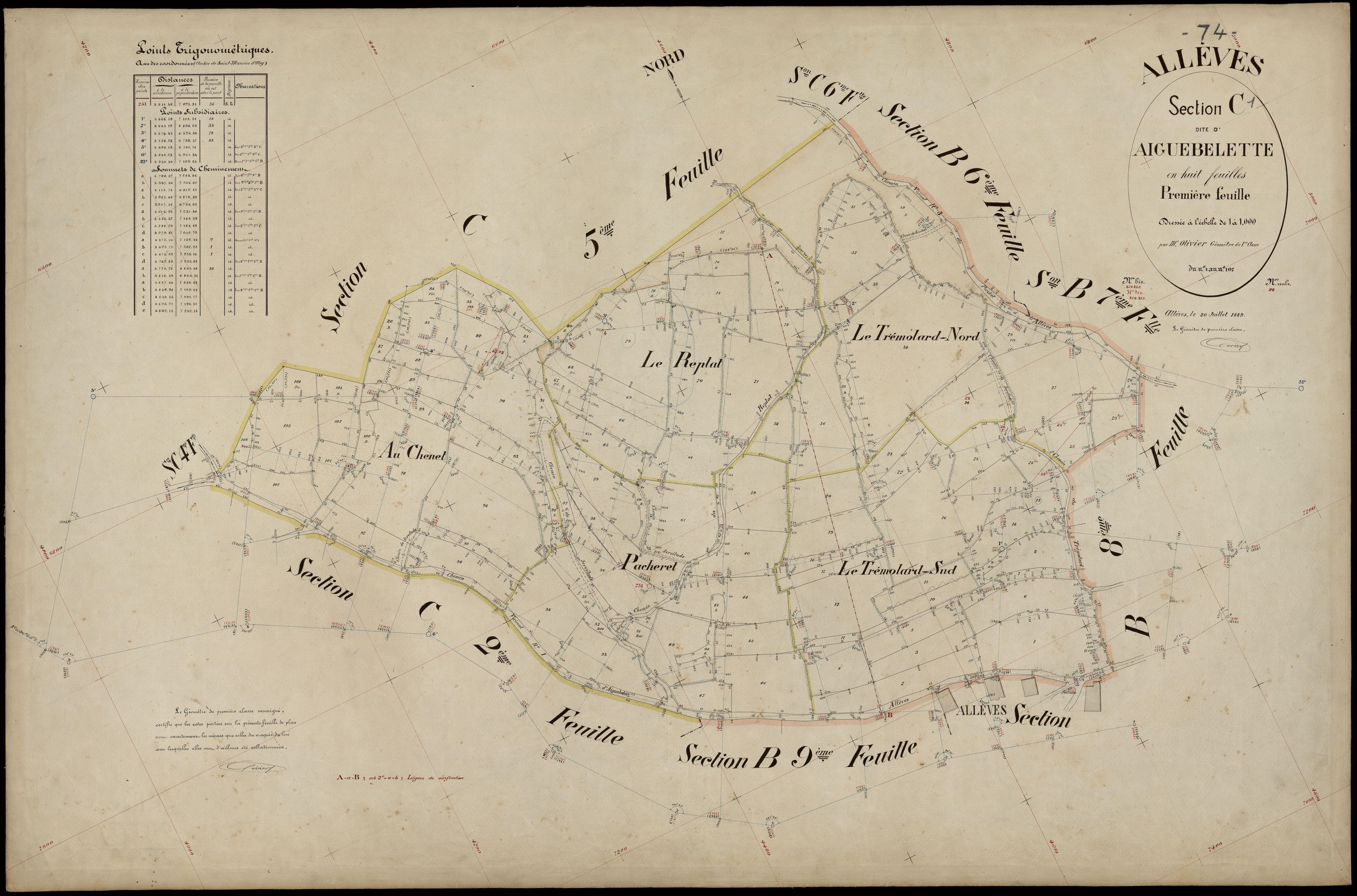 3 P 3 2193 - Feuille n° 2, parcelles n° 108 à 321 - 20 juillet 1889