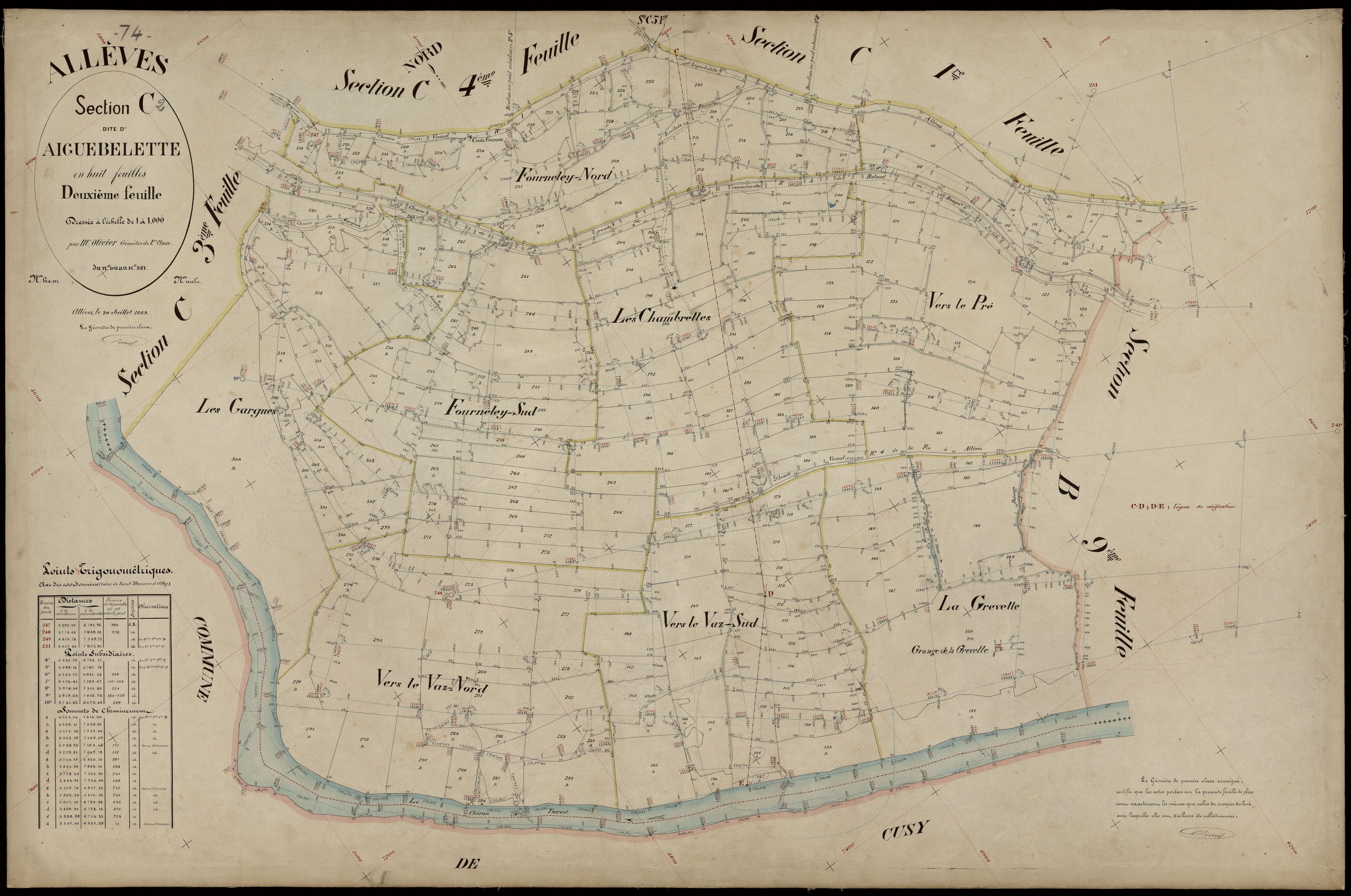 3 P 3 2194 - Feuille n° 3, parcelles n° 322 à 439 - 20 juillet 1889