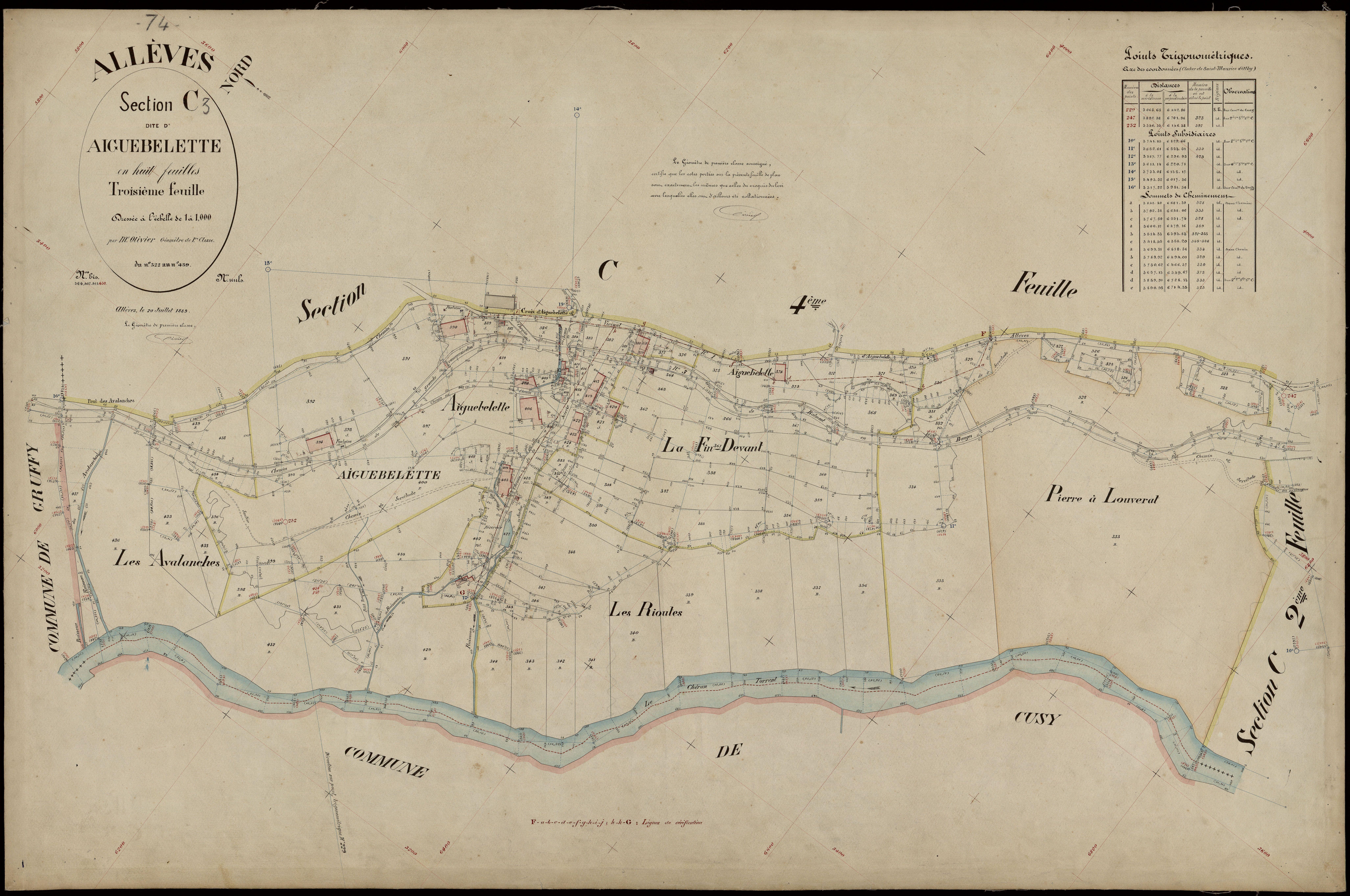 3 P 3 2195 - Feuille n° 4, parcelles n° 440 à 606 - 20 juillet 1889