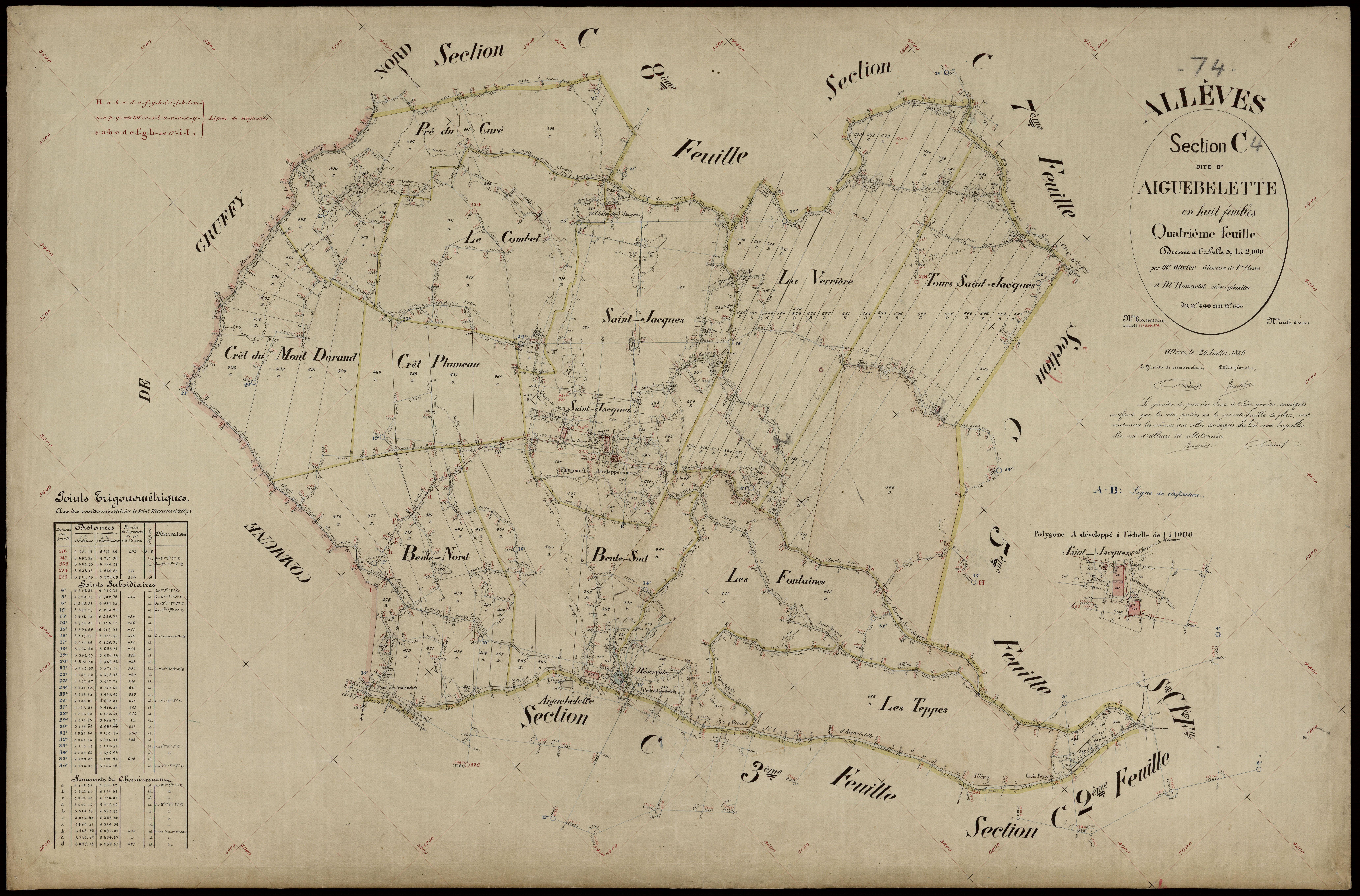 3 P 3 2196 - Feuille n° , parcelles n° 607 à 61 - 20 juillet 1889