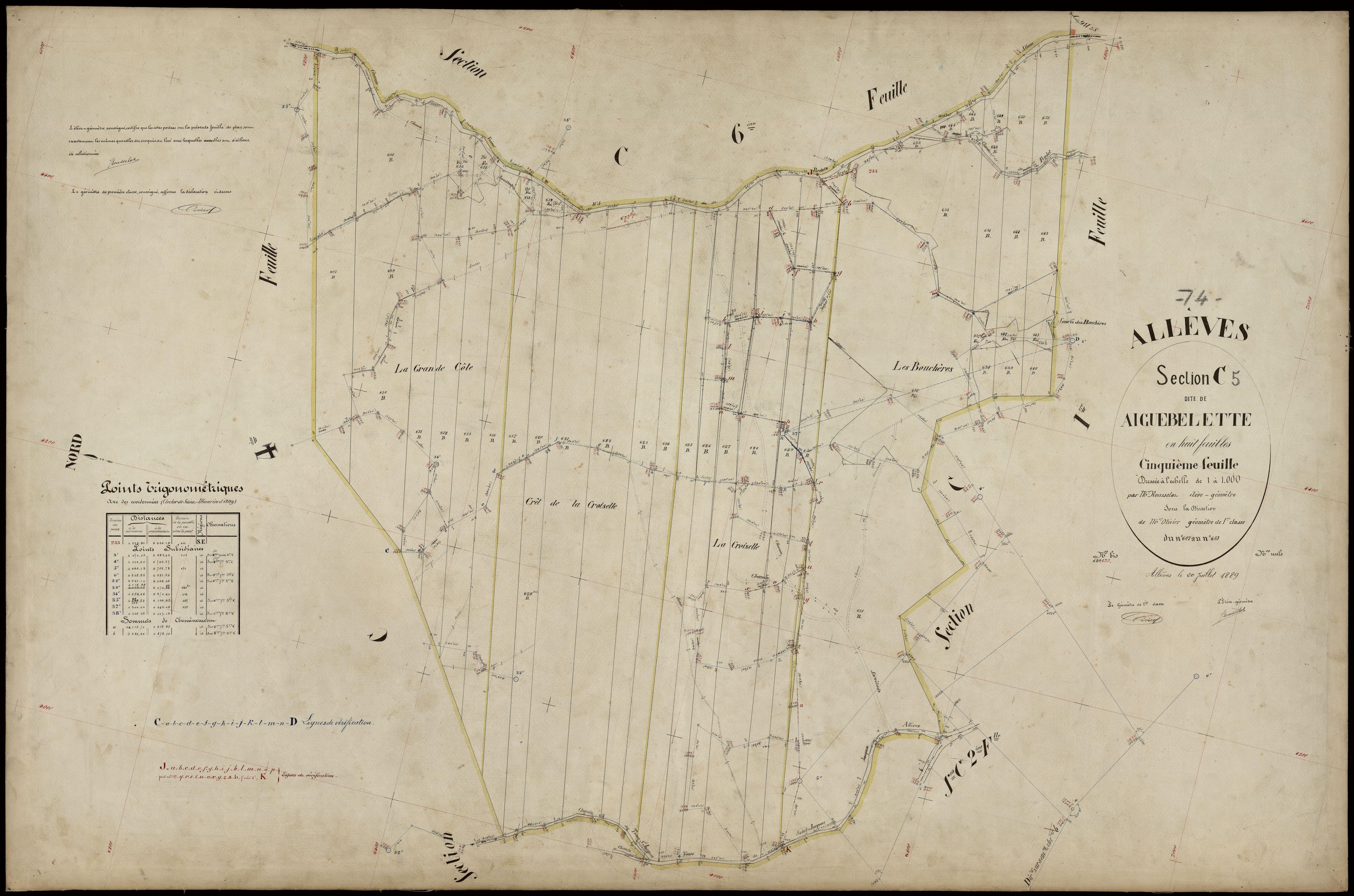 3 P 3 2197 - Feuille n° 6, parcelles n° 62 à 712 - 20 juillet 1889