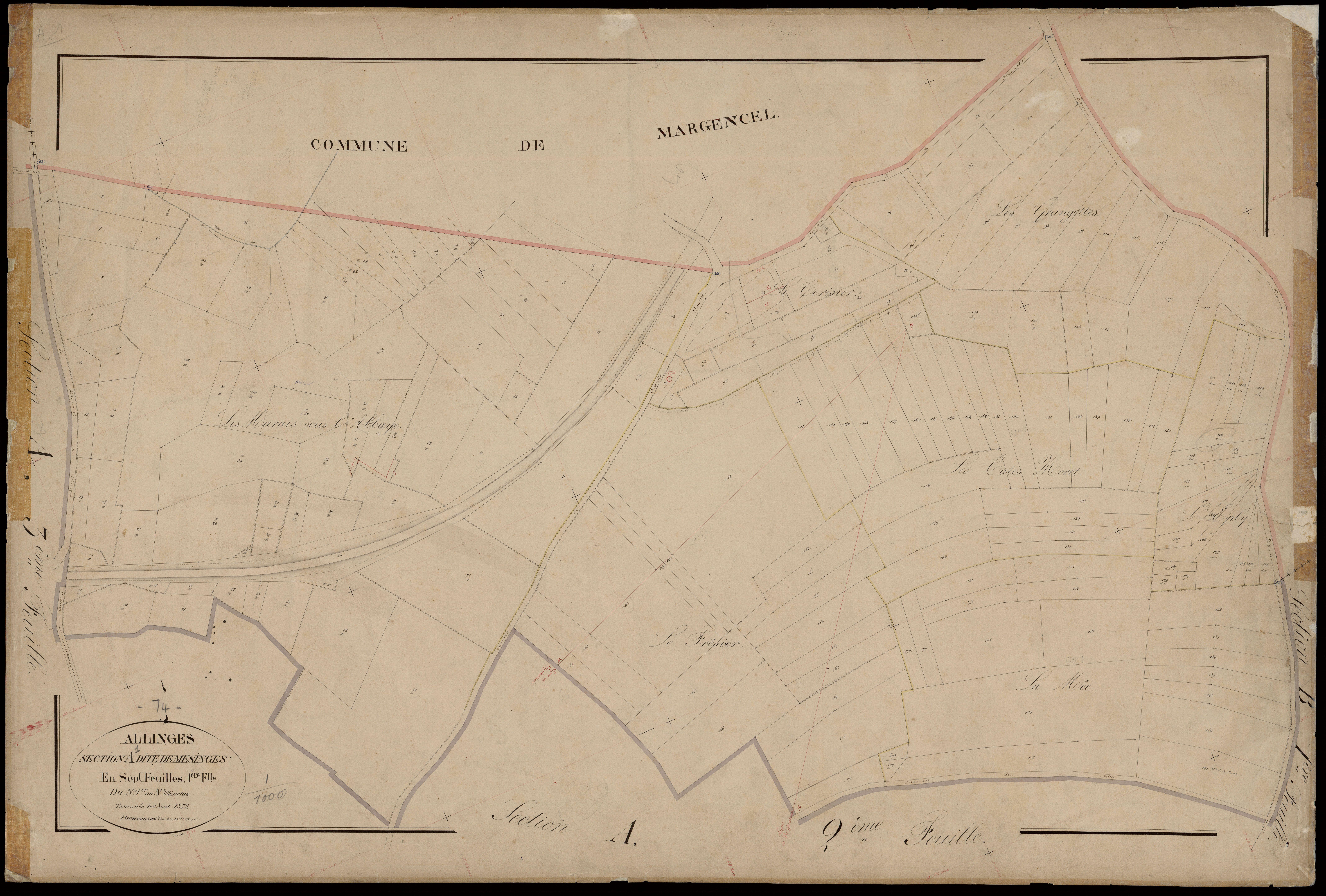 3 P 3 2202 - Feuille n° 2, parcelles n° 191 à 604 - 31 août 1872