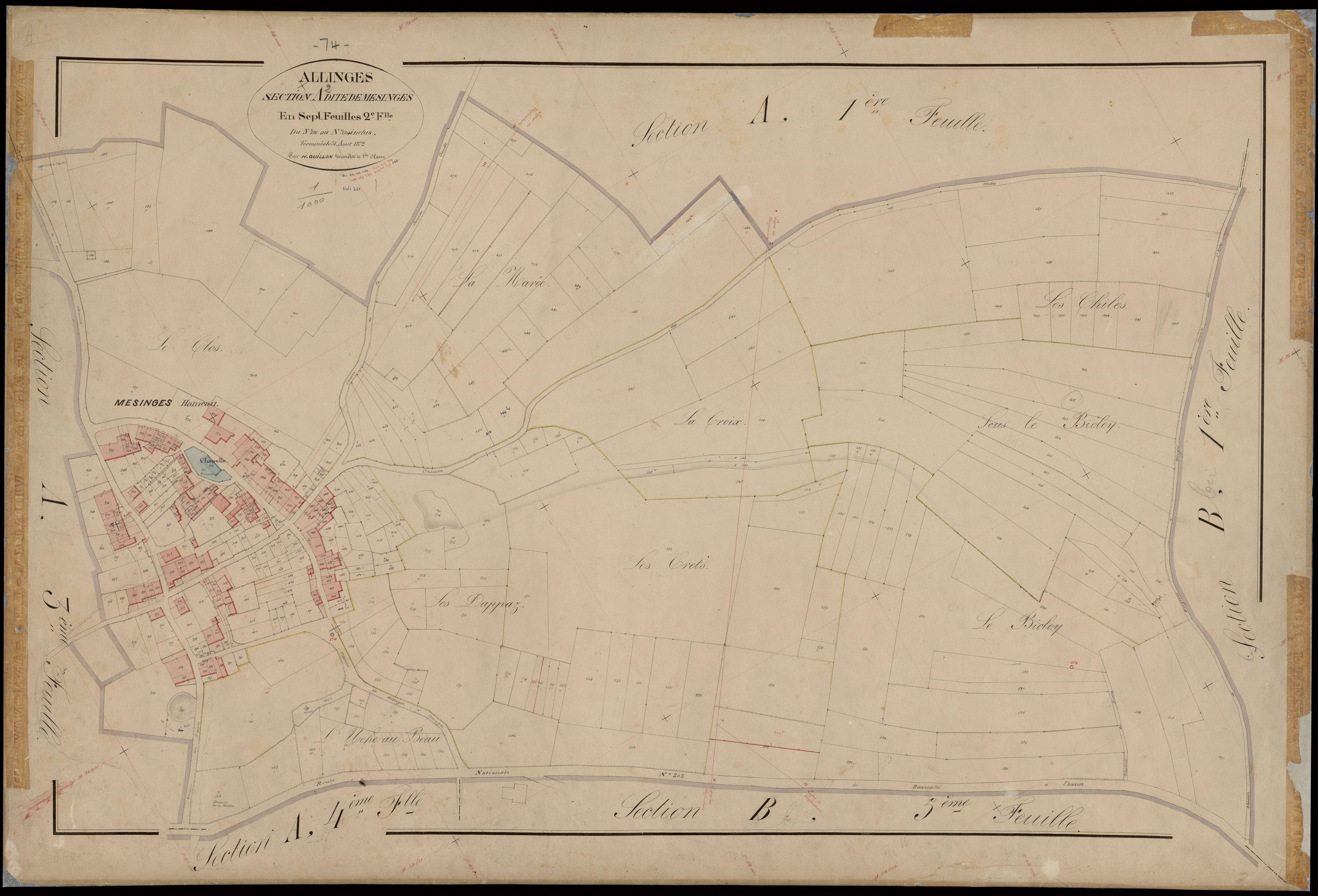 3 P 3 2203 - Feuille n° 3, parcelles n° 60 à 83 - 31 août 1872
