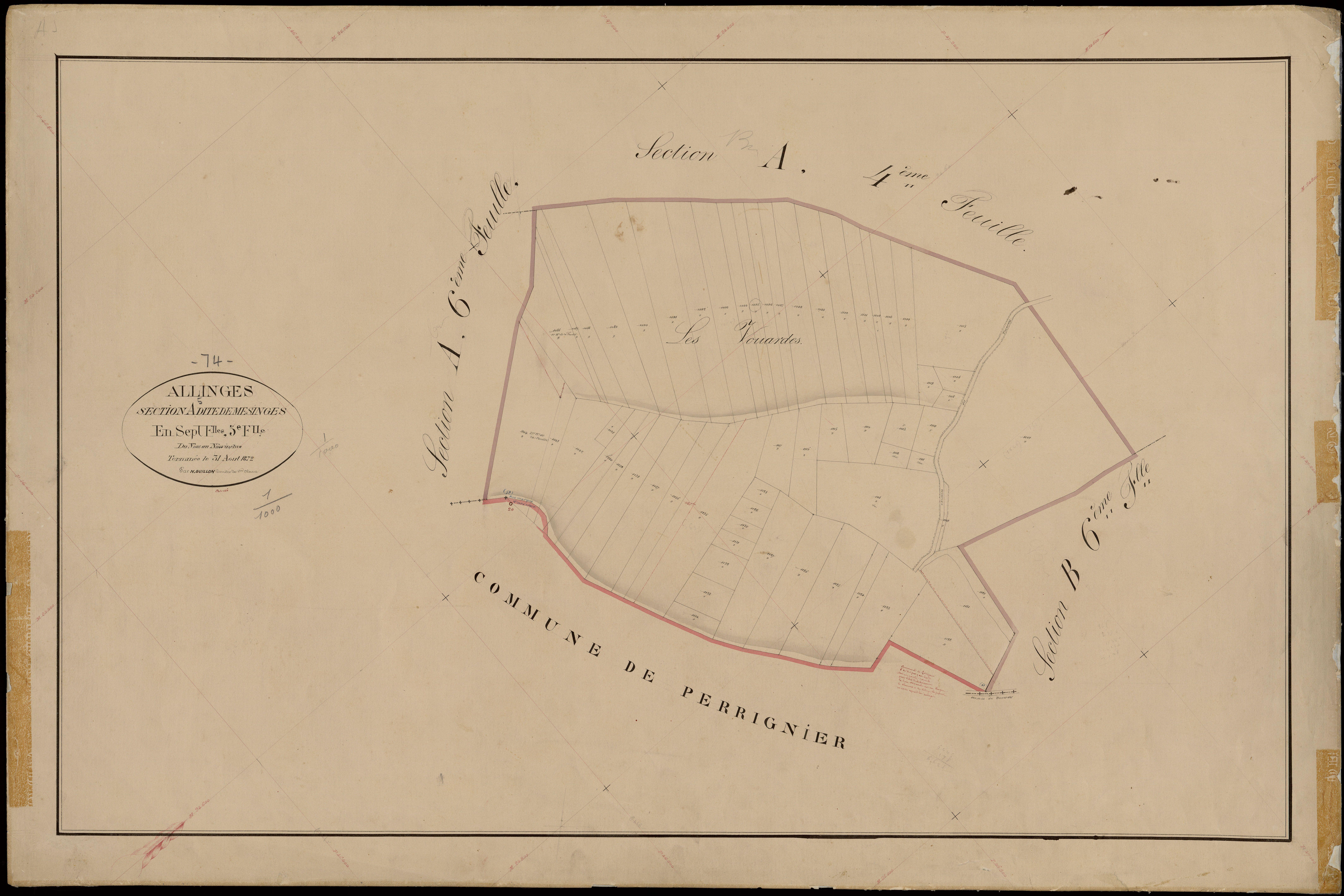 3 P 3 2206 - Feuille n° 6, parcelles n° 114 à 1368 - 31 août 1872