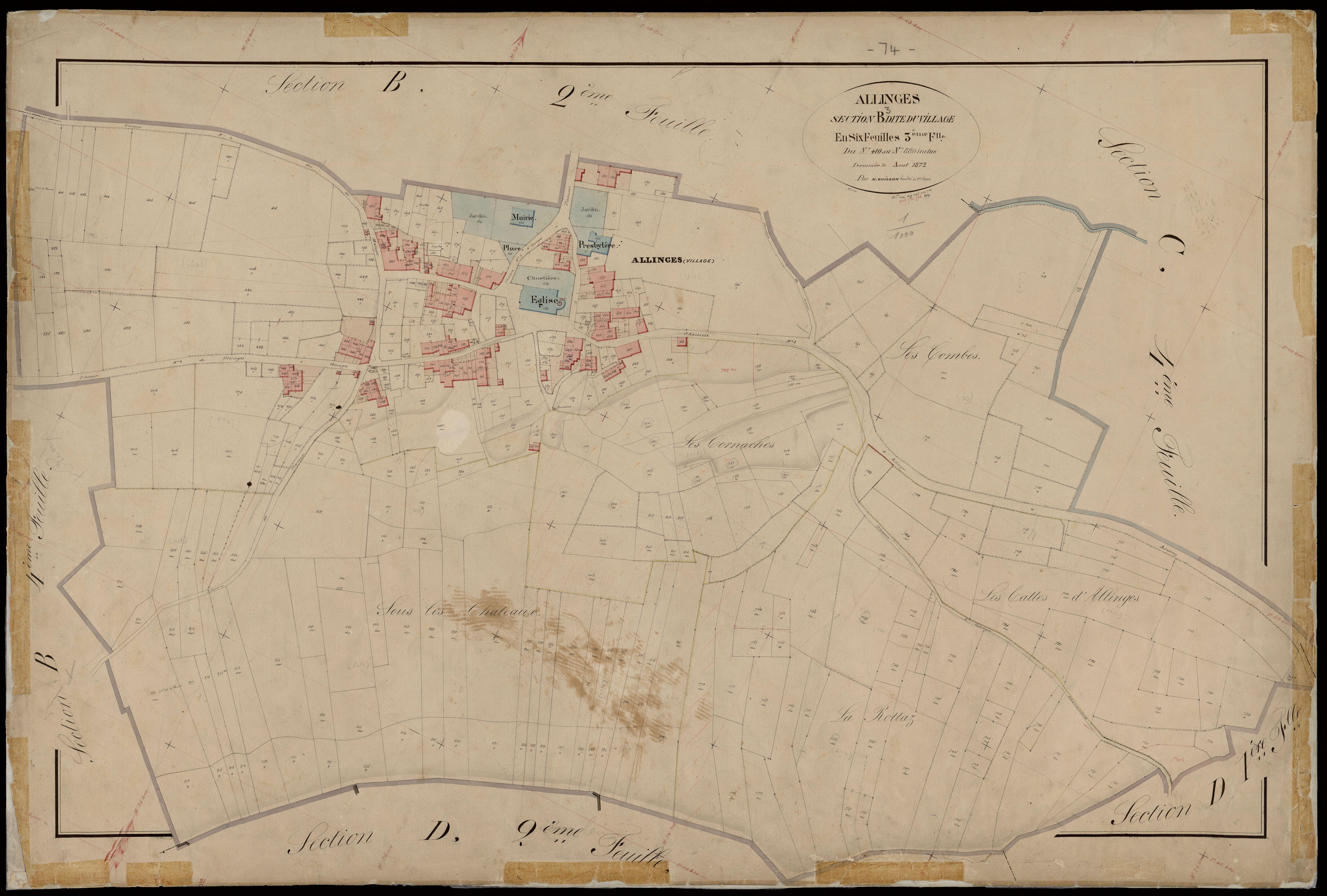 3 P 3 2211 - Feuille n° 4, parcelles n° 881 à 1284 - 31 août 1872